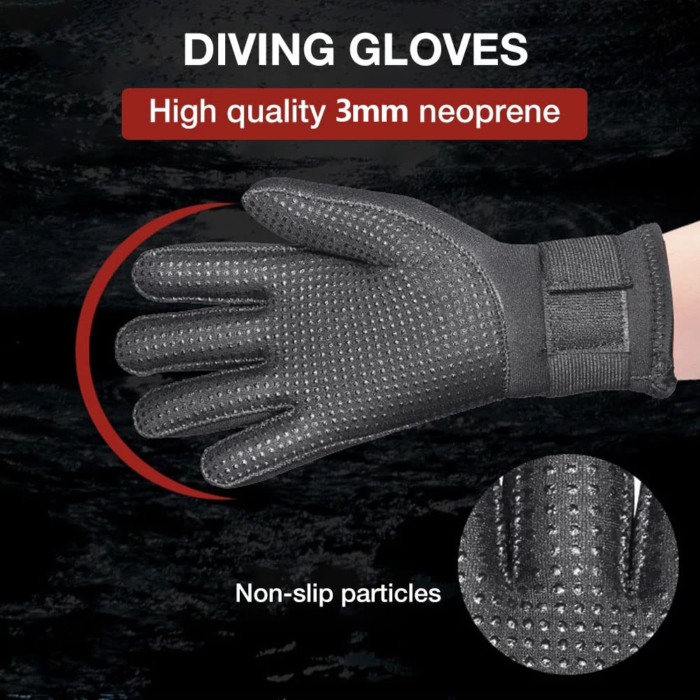WYYHAA 3MM Neoprene Diving Gloves Anti-Slip Warm Scuba Gloves Wetsuit Gloves with Adjustable Strap for Scuba-Diving Surfing Kayaking,XXL - Image 3
