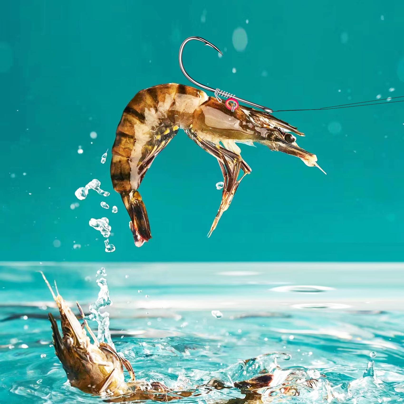 Ami da pesca con gamberetti fissi in acciaio al carbonio con fori, 2/3/4 ami da pesca per pesce gatto, che possono adattarsi a varie pesche