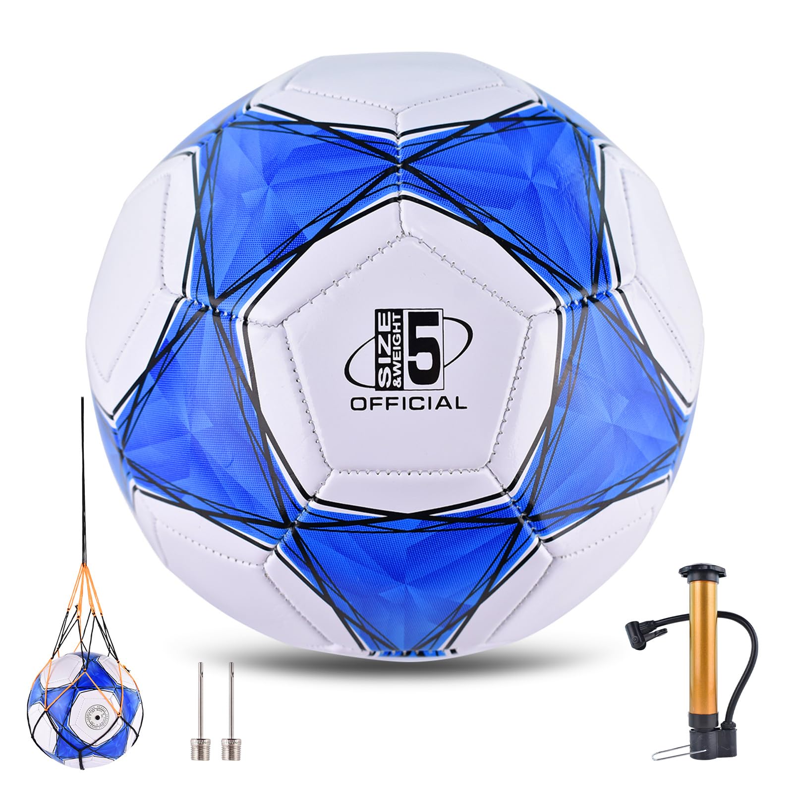 6 Pack Classic deflated Soccer Balls Size 4/5 with Pump and Mesh Bag for Lawn Training Practice Bulk Sport Gift for Beginner Adults