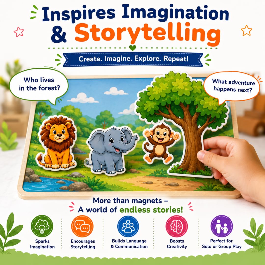 RufaStories Farm, Sea & Forest Animal Fridge Magnets Combo for Kids – 40 Pcs Fridge Magnet Stickers for Kids Learning – Toddler Learning Magnets, Educational Fridge Magnet Set 3