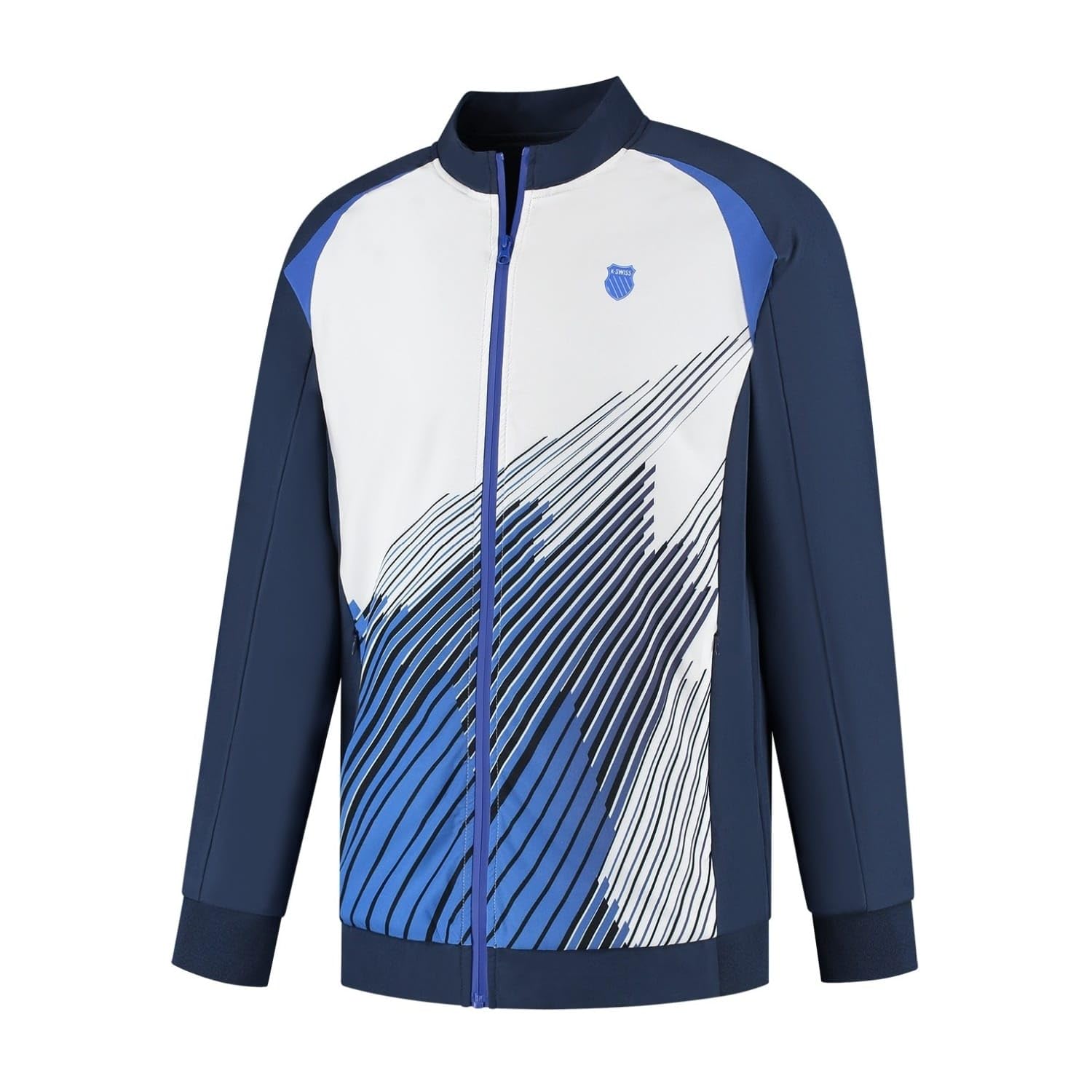 Chaqueta Deportiva K-Swiss Hypercourt 8 – Azul Marino/Blanco/Azul Deslumbrante | Chaqueta Masculina de Tenis/Padel de Alto Rendimiento