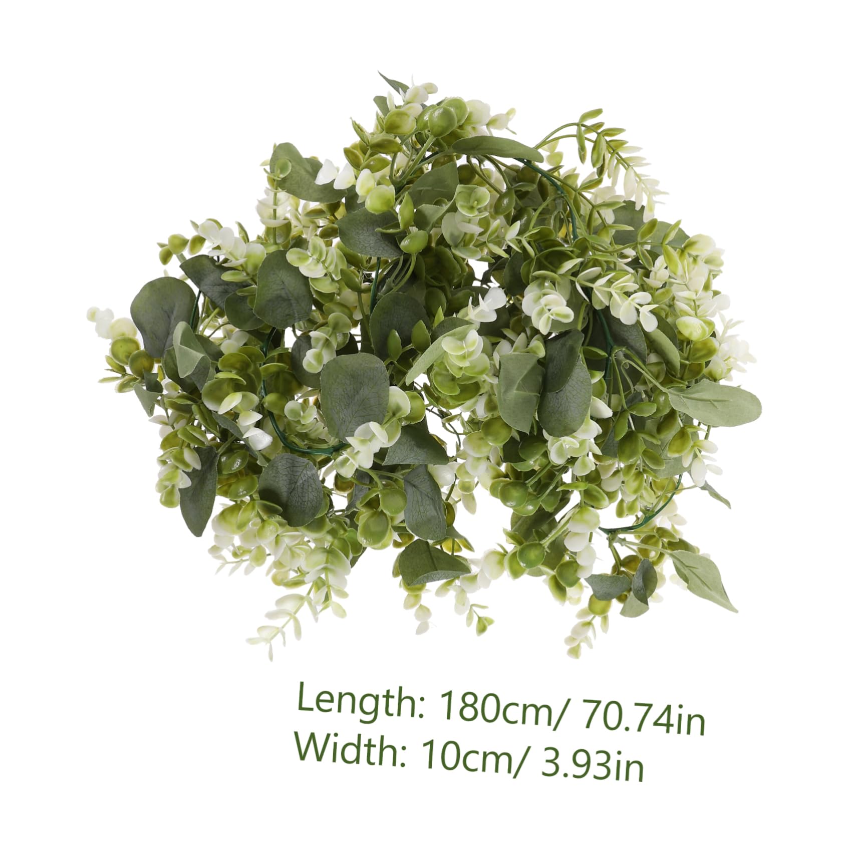 Ghirlanda di Foglie di Eucalipto Artificiale in Plastico Verde, Lunga 1,8 Metri, Resistente, Facile da Curare, per Decorazioni di Festa e Allestimenti Scenografici