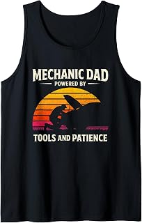 Mechanic Dad Powered by Tools and Patience Retro Sunset Tank Top