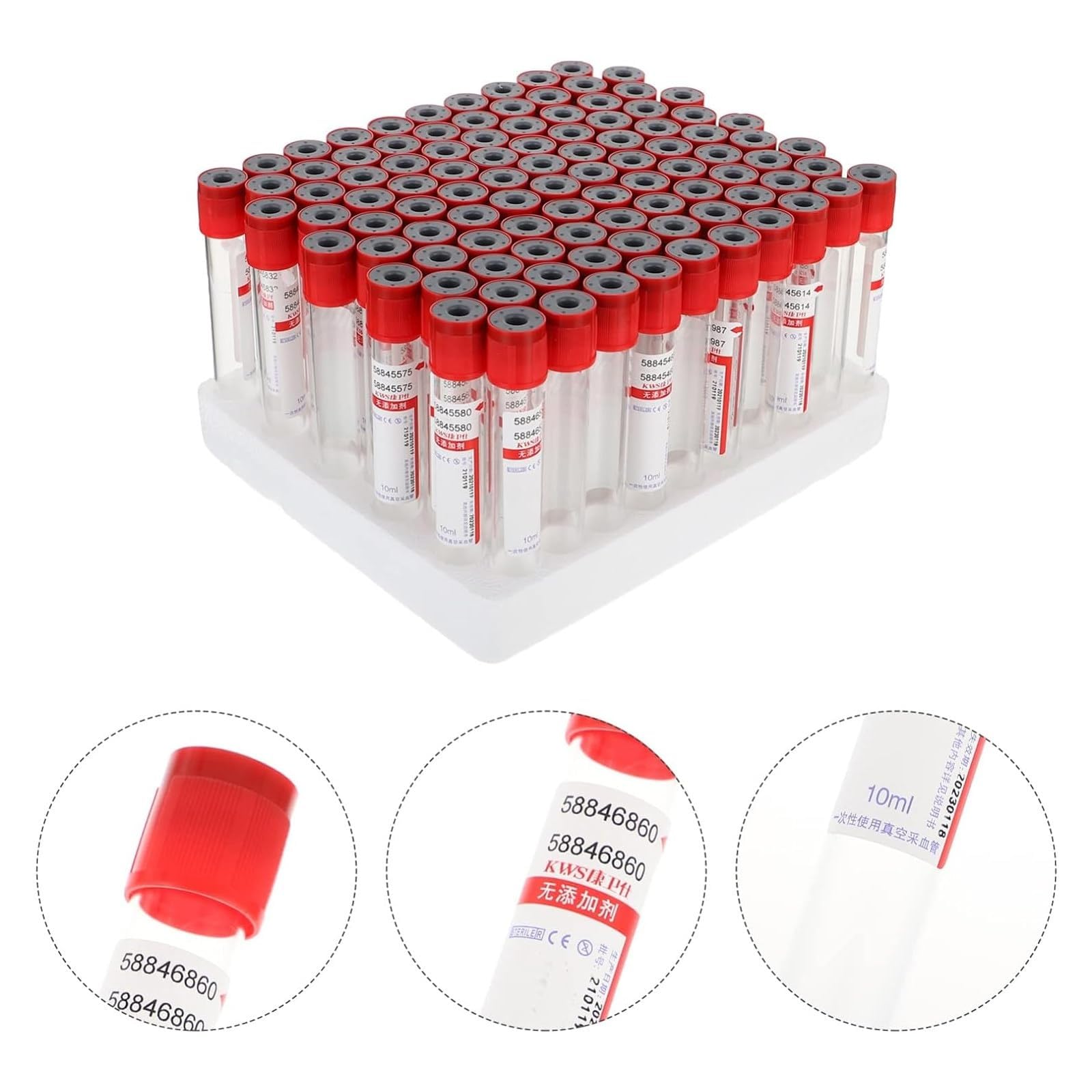 Próżniowe probówki do pobierania krwi, bez dodatku PET, krew żylna, 10 ml