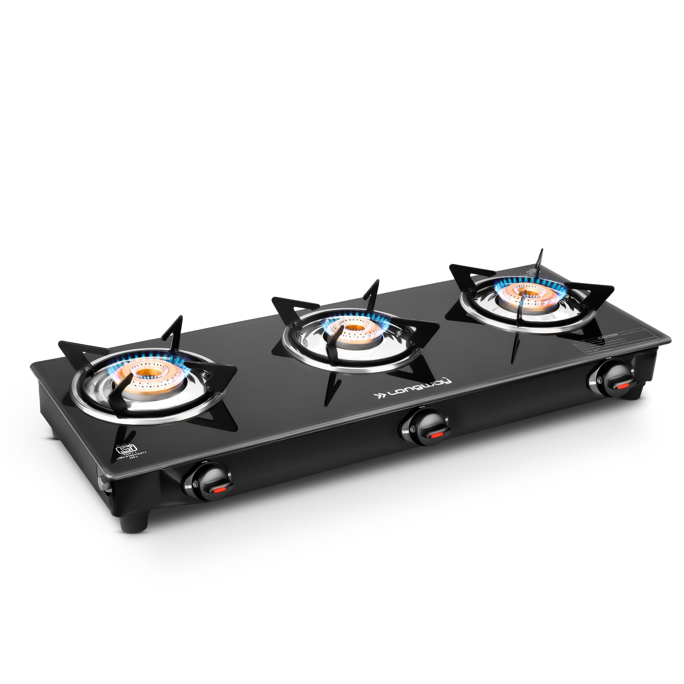 Longway Furn Glass Top, 3 Burner Manual Ignition Glass Gas Stove (Black, ISI Certified, 1 Year Warranty) (B0CVQG7HNG) Amazon Price History, Amazon Price Tracker