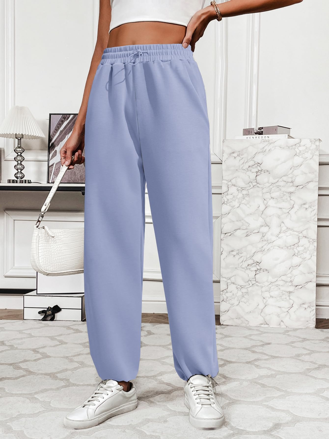 PINSPARK Pantaloni da Jogging da Donna Pantaloni Larghi Morbidi con Gamba Dritta Pantaloni da Jogger Lounge Sportivi Casual con Tasche