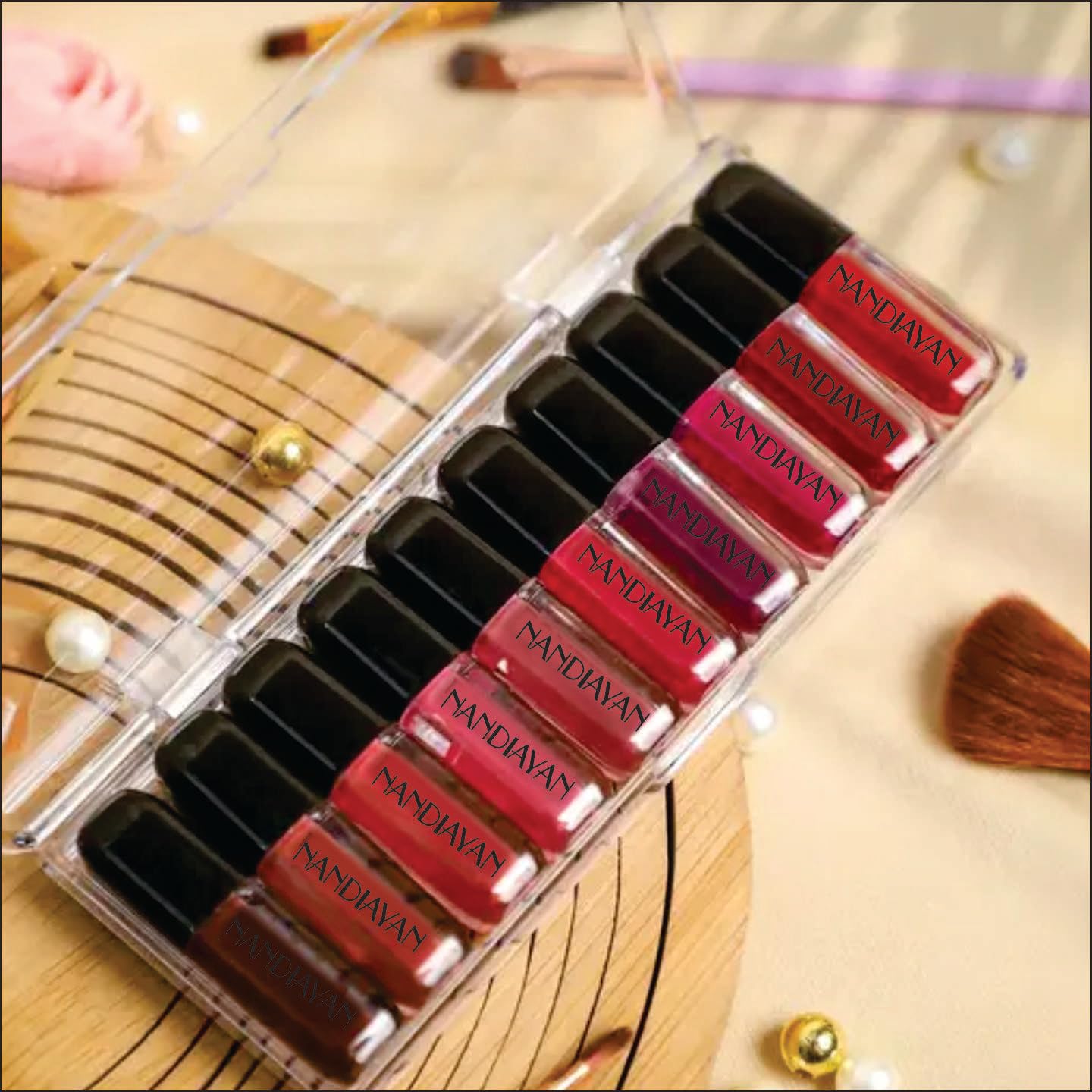 Nandiayan Mini Liquid Matte Lipstick Pack of 10 (1.5ml Each) – Waterproof, Long Lasting, Smudge-Proof Lipstick Combo Set – Nude Pink, Wine, Brown, Red, Mauve Shades – Lip Makeup Combo Set for Girls & Women-image-35