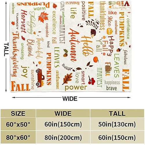Miniatura 6 de Manta de otoño con texto en inglés Happy Fall Y'all, decoración de otoño y Acción de Gracias, manta de franela súper suave, ligera y esponjosa para