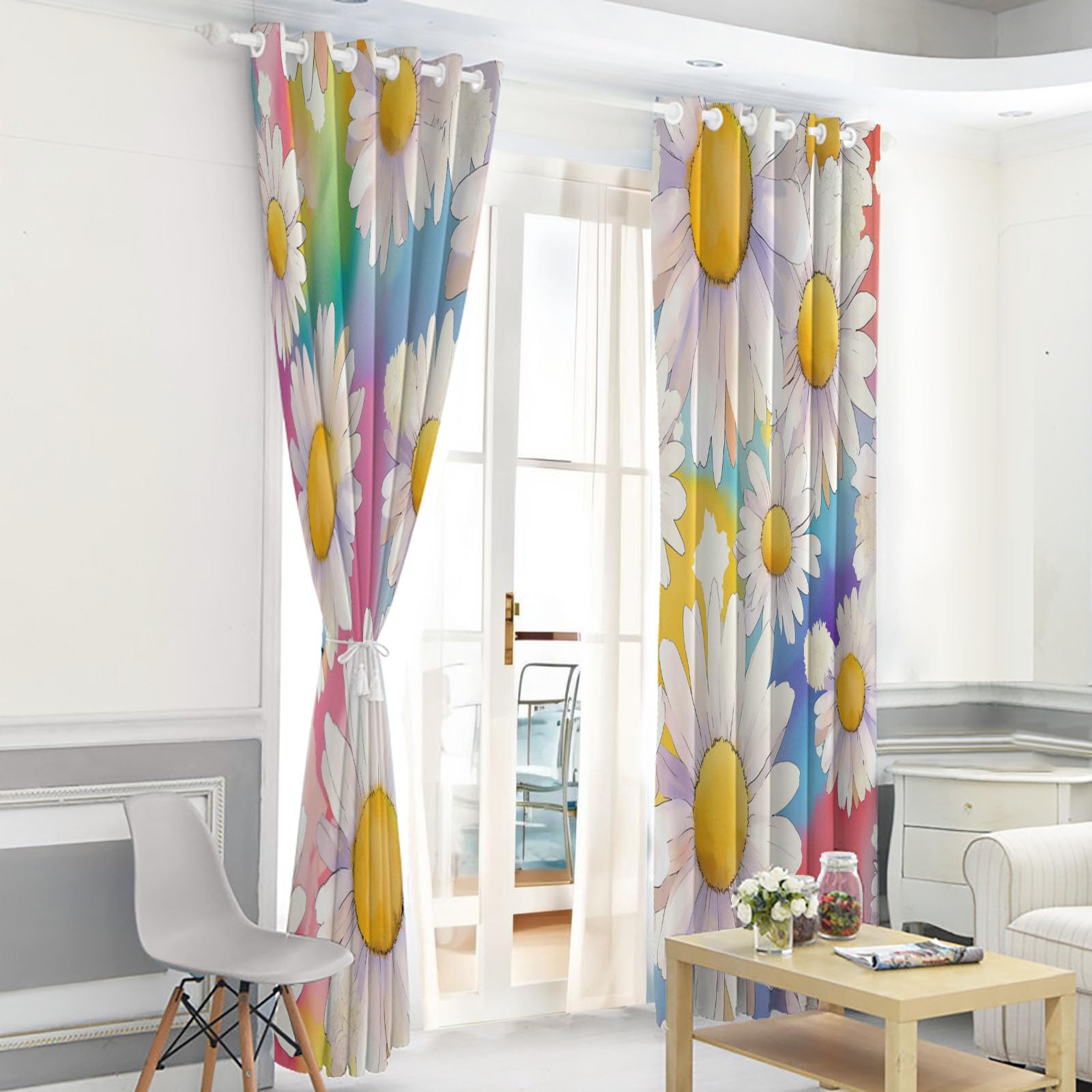 Rideau Occultant Poudre De Blush - Rideau Thermique Motif Affiche De Style Animefleurs De Rêve, Rideaux Chambre Salon Fenetre, Lot De 2 Draperies Intérieurs À Oeillets, 140Lx240H Cm
