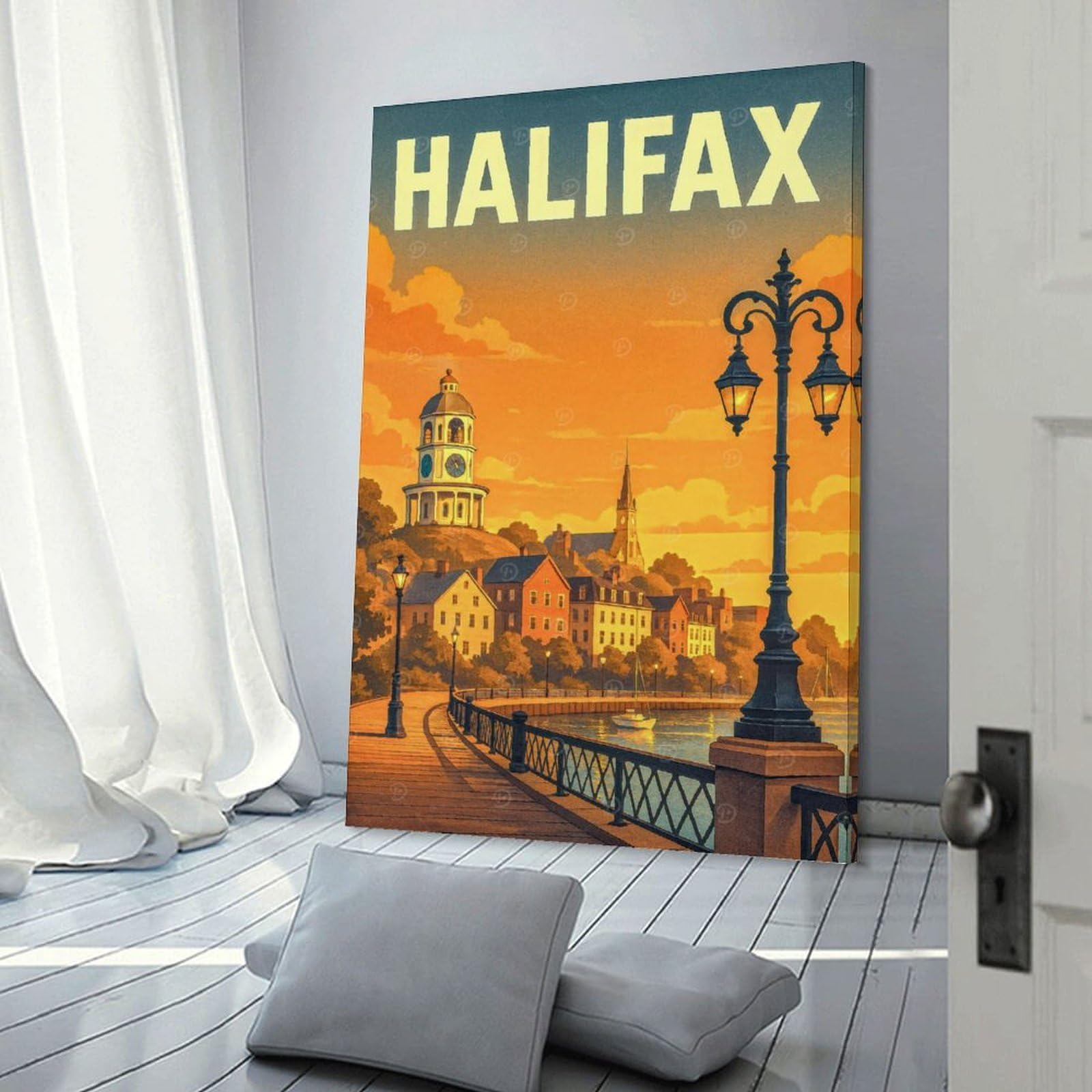Junmoney Halifax Travel Hanging Wall Art, 24x36inch(60x90cm), for Gallery Wall Decor And Room Displays, Home Wall Art for Statement Displays