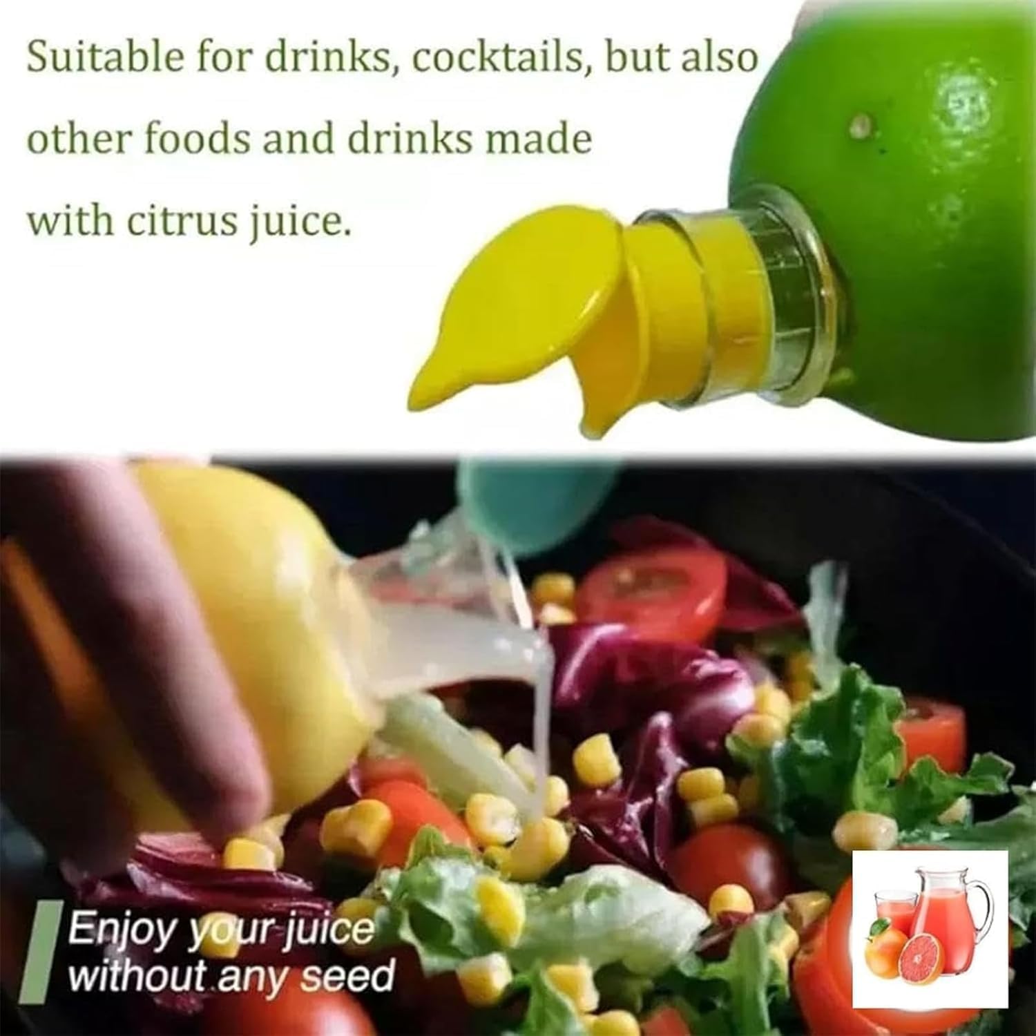 2025 New Screw-Top Lemon Squeezer,Fast Juicing, Portable Manual Citrus Juicer, Orange Extractor with Lid, Squeeze Lime for Cocktails, Drinks (yellow and green) - Image 6