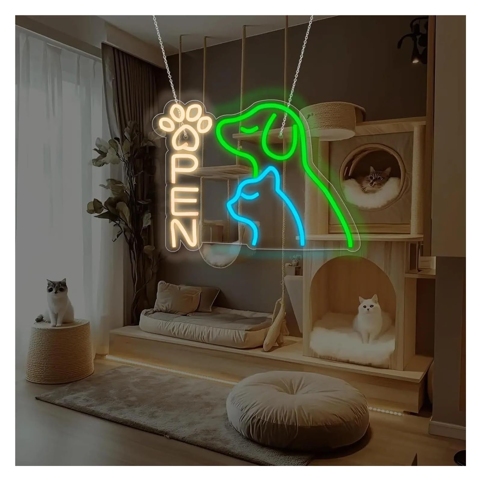 Scritta luminosa Insegna Al Neon A Con Apertura Per Animali Domestici, Decorazione Da Parete Per Amanti Degli Animali, Illuminazione Commerciale Per La Casa 36.8cmх27.6cm