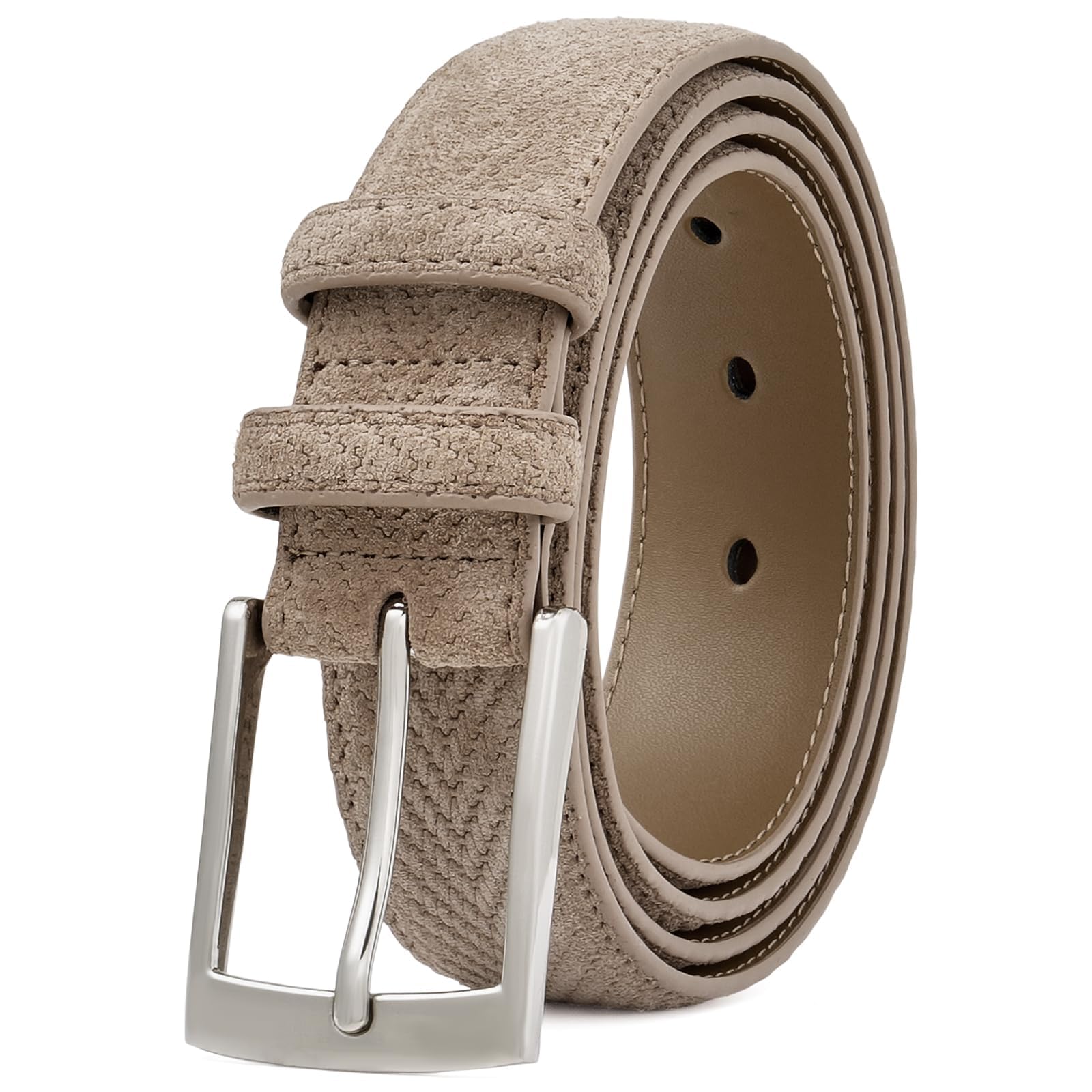 GAEKEAO Mens Suede Leather Belt - 35mm Classic Buckle for Business Casual Jeans Belt for Men 1 3
