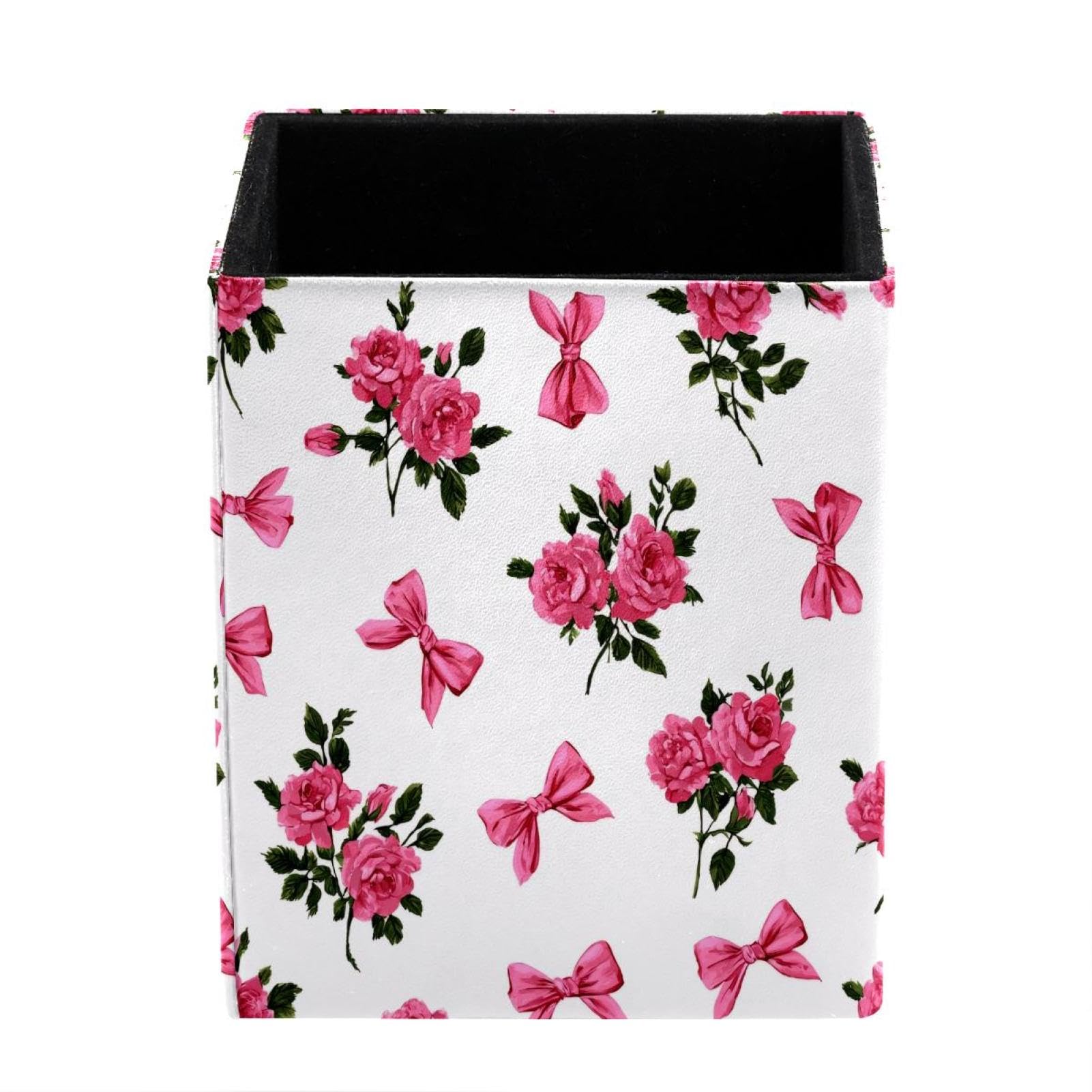 XingFox Butterflies Pen Holder for Desk Deco, Sqaure PVC Leather Pencil Cup for Desk Pen Organizer, Makeup Brush Holder for School, Home, Office