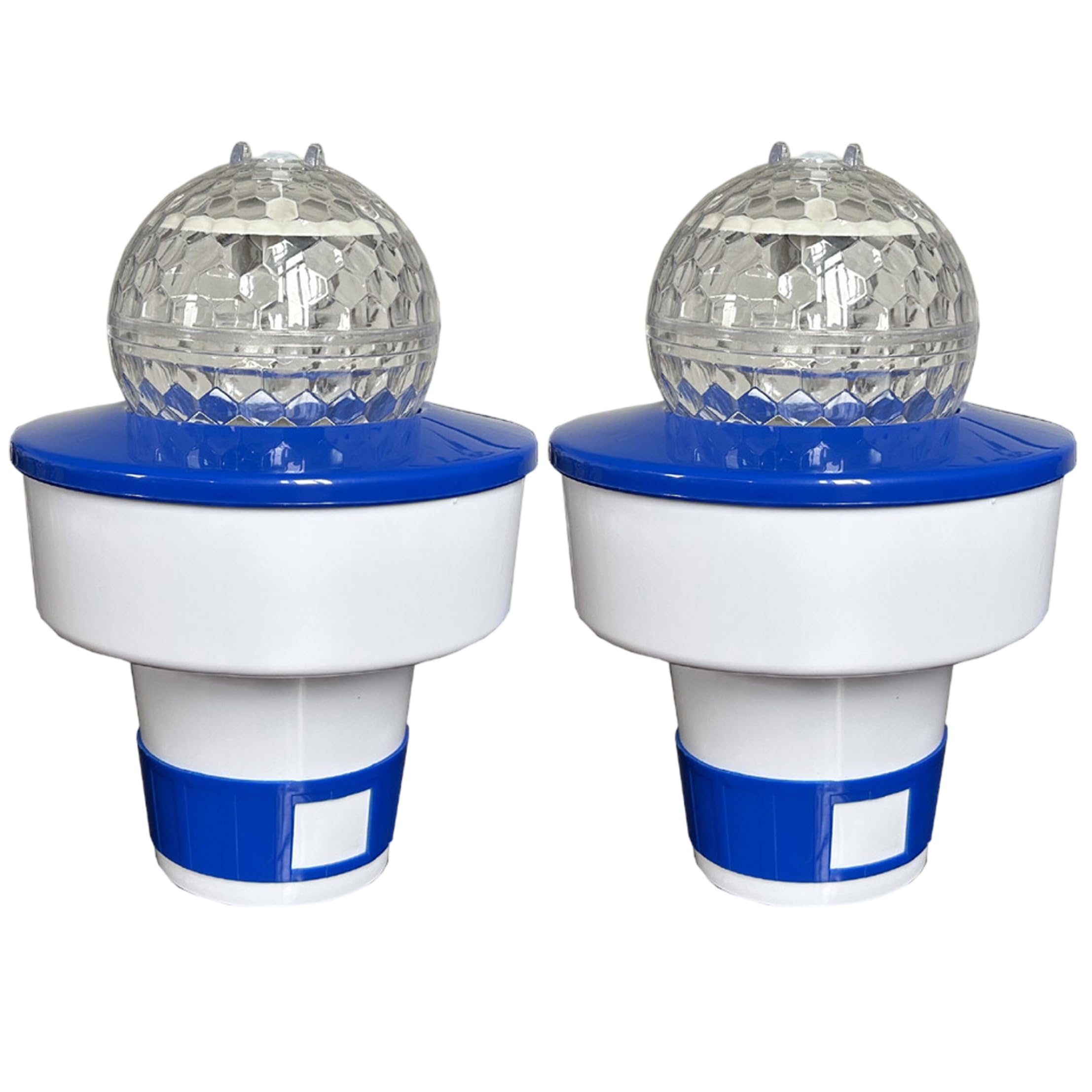 Lot de 2 distributeurs flottants de Chlore Solaire pour Piscine avec lumières Multicolores et débit réglable 20 cm (8 Pouces).