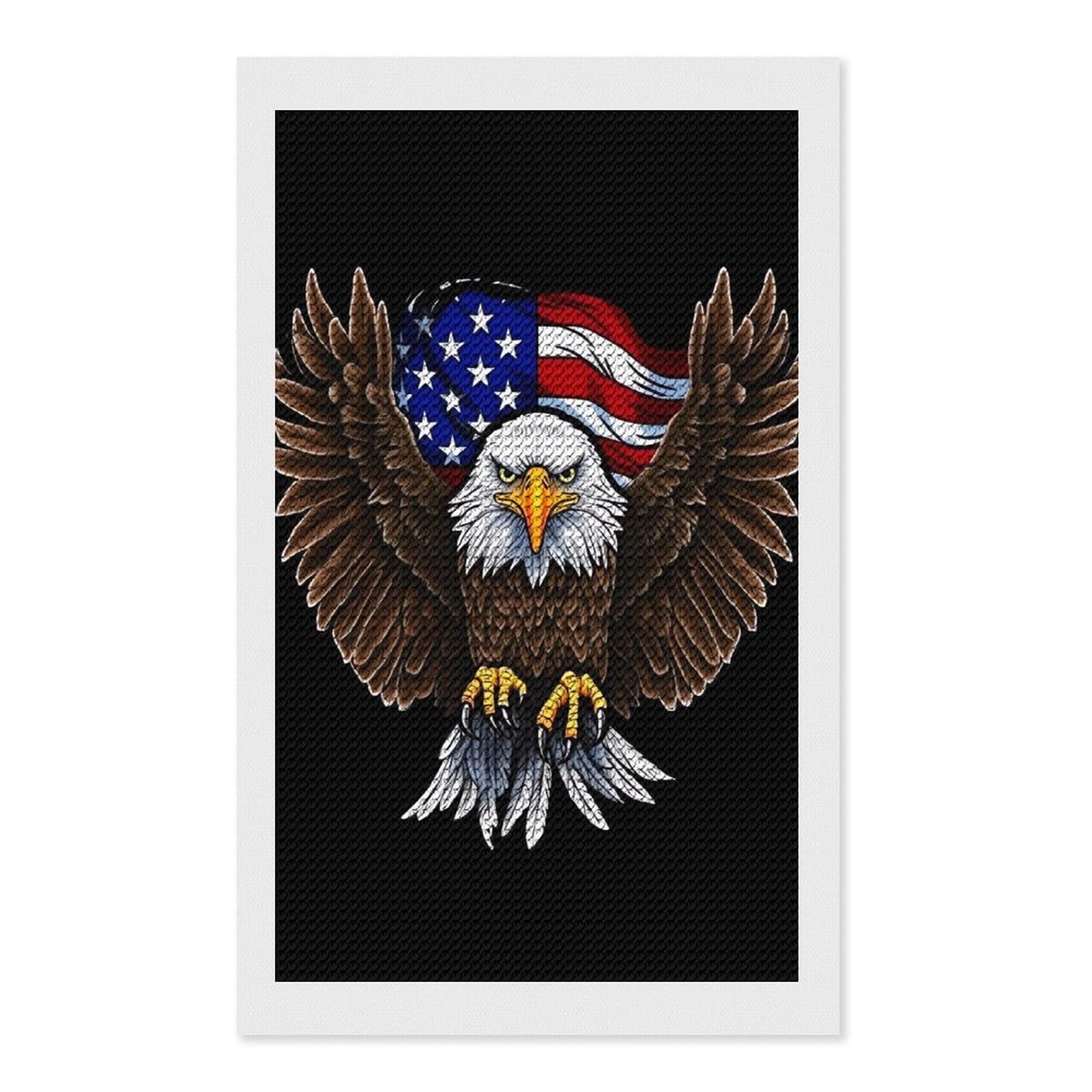 FodPand USA Flag Patriotic Eagle 5D Diamond Painting Kits for Adults Beginners Full Drill Round Diamond Dots Pictures Gem Art Supplies for Home Wall Room Decoration DIY Craft Set Gift 12x20