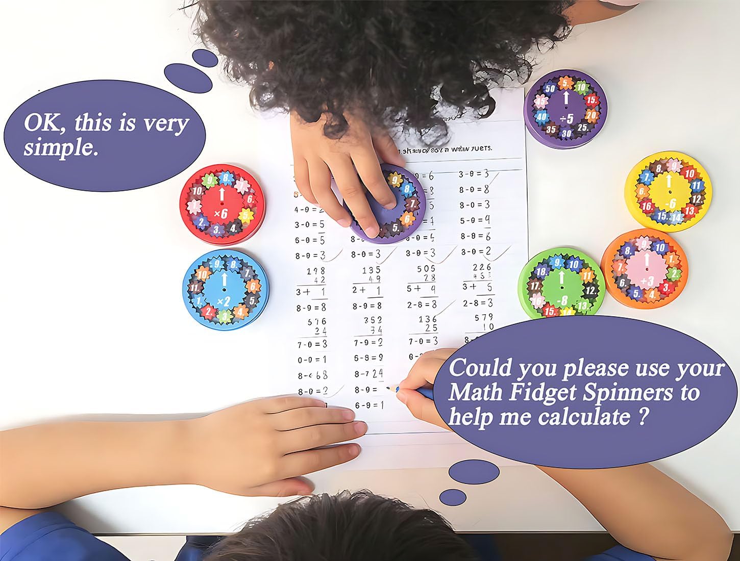 Math Fidget Spinners,Math manipulatives,Math Games for Kids 8-12,the Fidget Game,Multiplication Game Fidget Toys for Kids,Math Spinners for Kids(9pcs)