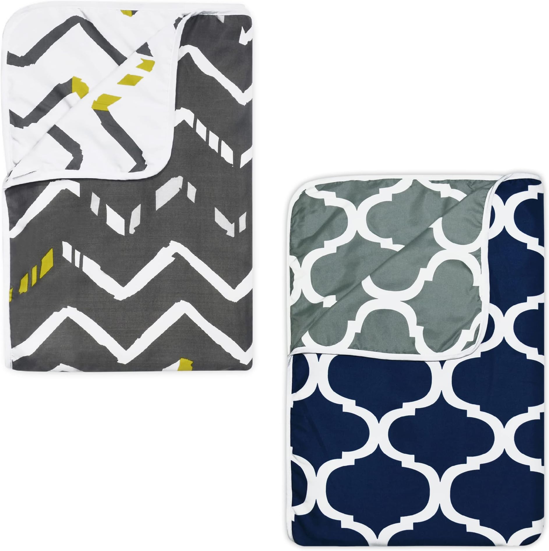 Divine Casa Polyester All-Weather 120 GSM Printed Lightweight Reversible Design Set of 2 Single Bed AC Dohar Blanket - Grey and Blue