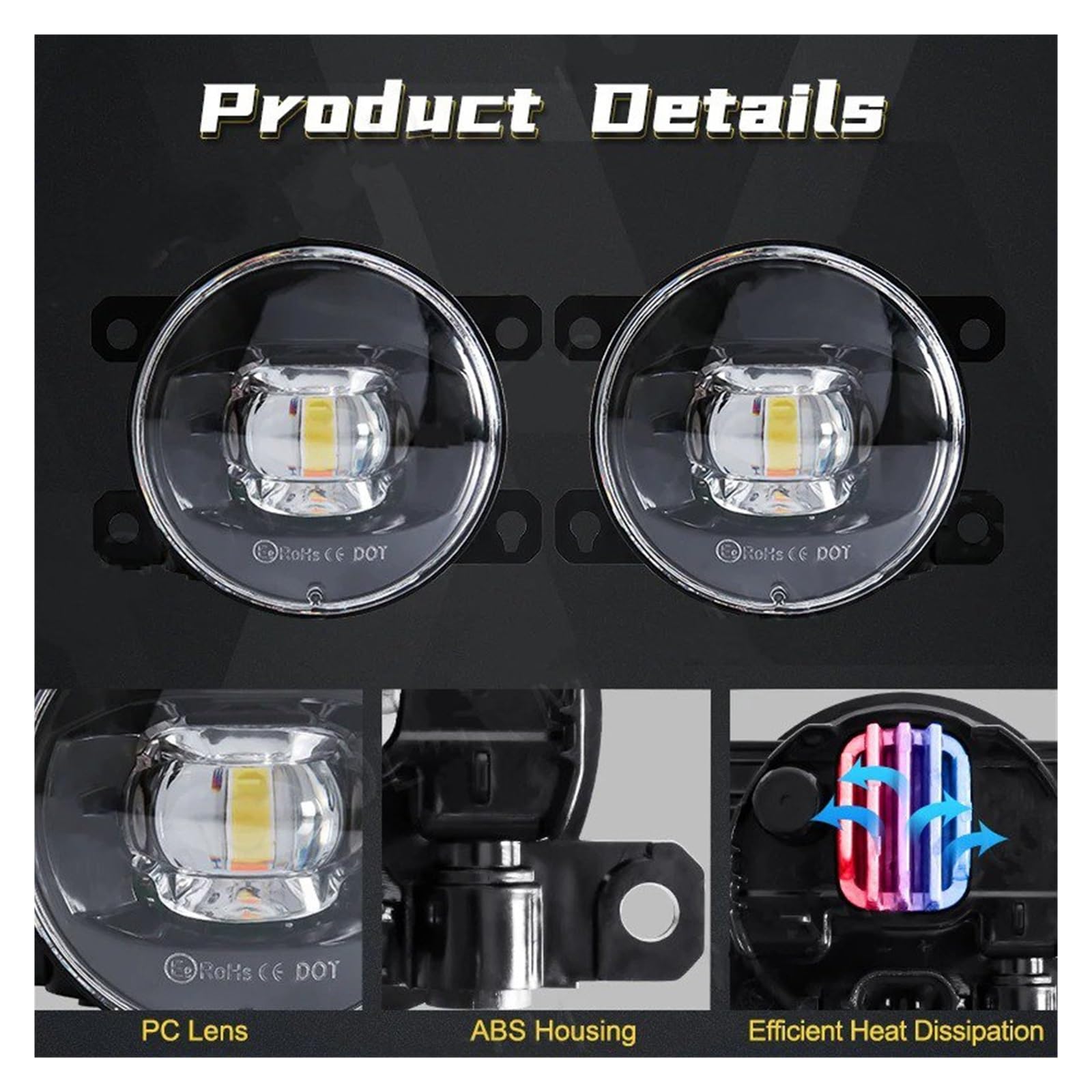 Luz Antiniebla LED Para Ford Para FOCUS Para MK2 SE Para SEL Para Titanium Para 4 Cilindros Luz Antiniebla 8000LM 30W 12V. Luces Antiniebla Luz Niebla(P-Amber)