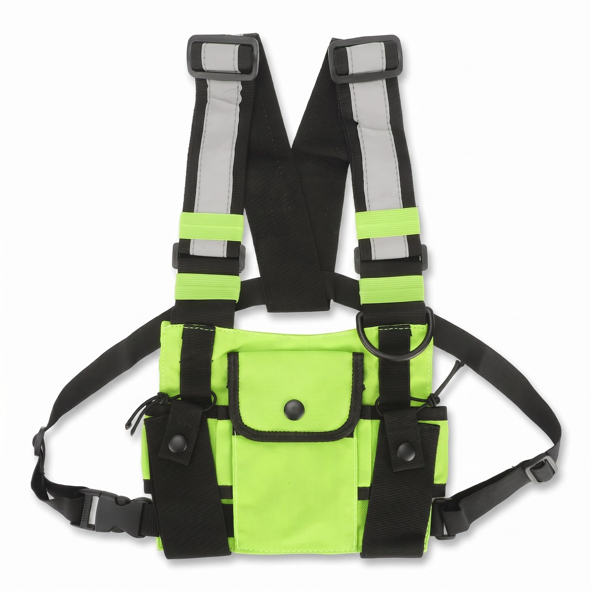 Universal Radio Harness Chest Rig Bag Ajustable Walkie Talkie Chest Pocket Holster Vest Green para Talleres de Producción Policial