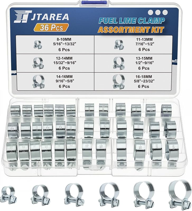 Kit de Abraçadeiras para Mangueira de Combustível JTAREA 8–18 mm HC01 – 36 unidades