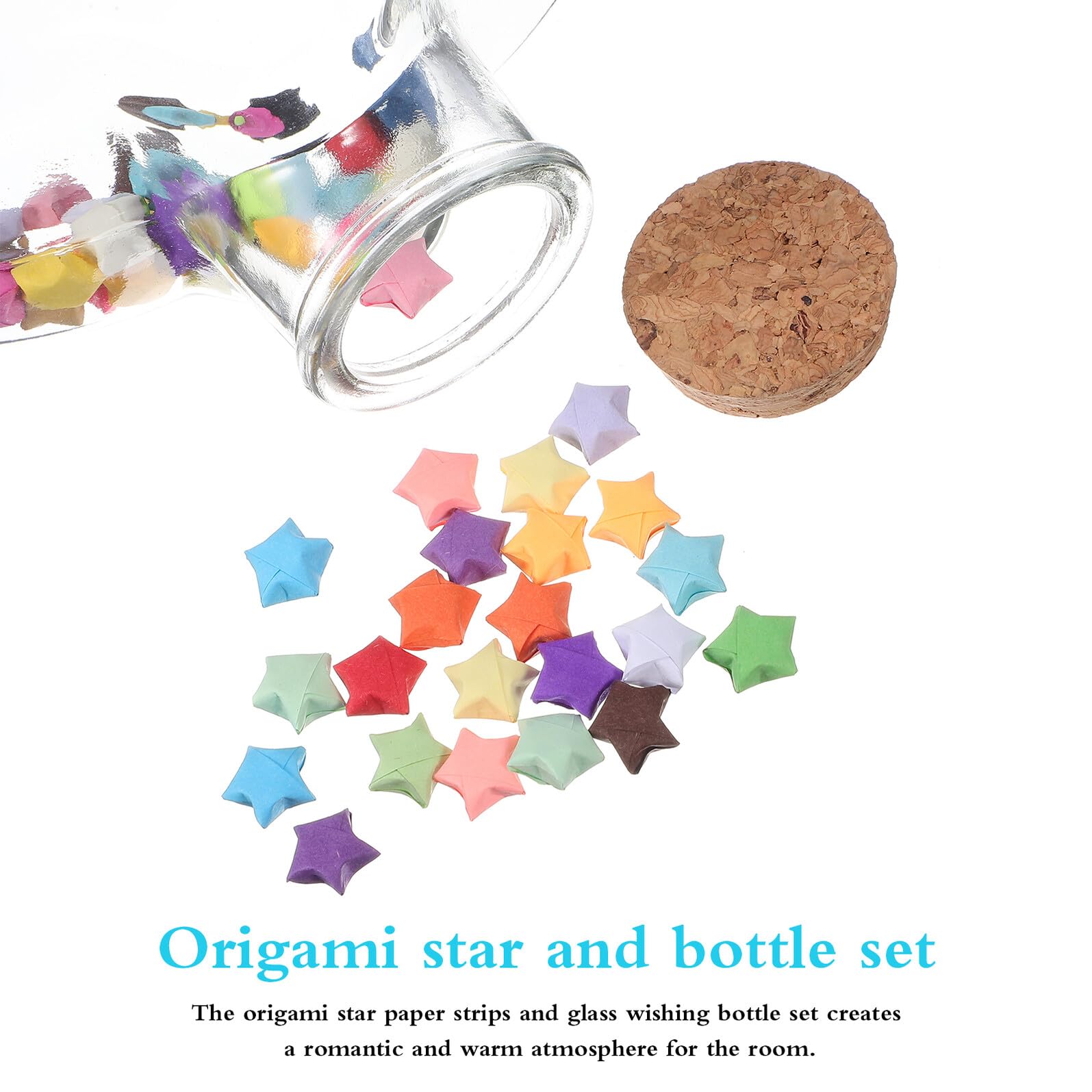 Strisce Carta per Stelline Origami 540 Fogli con Bottiglia Vetro