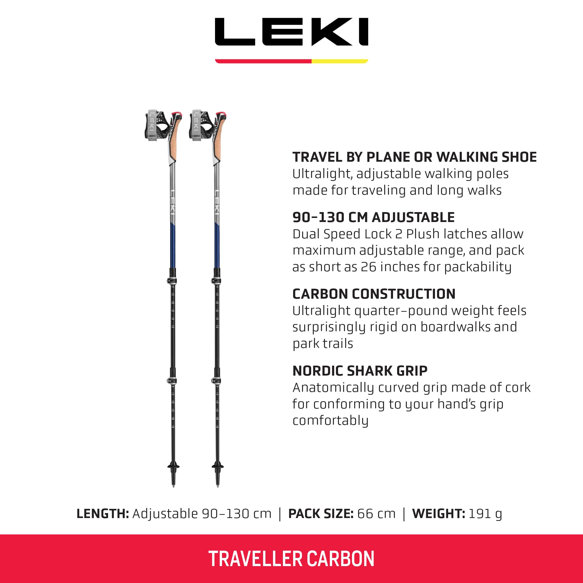 LEKI Traveller - Par de Bastones de Marcha nórdica de Carbono
