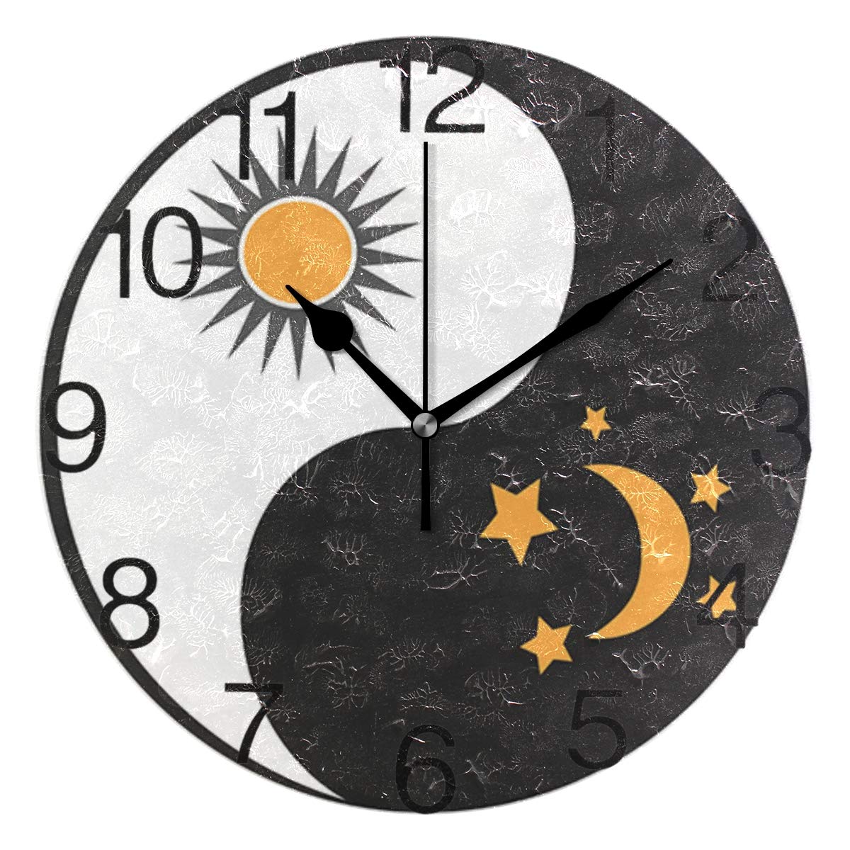 Amazon.com: senya Ying Yang Sun and Moon Design Round Wall Clock, Silent  Non Ticking Oil Painting Decorative for Home Office School Clock Art : Home  & Kitchen