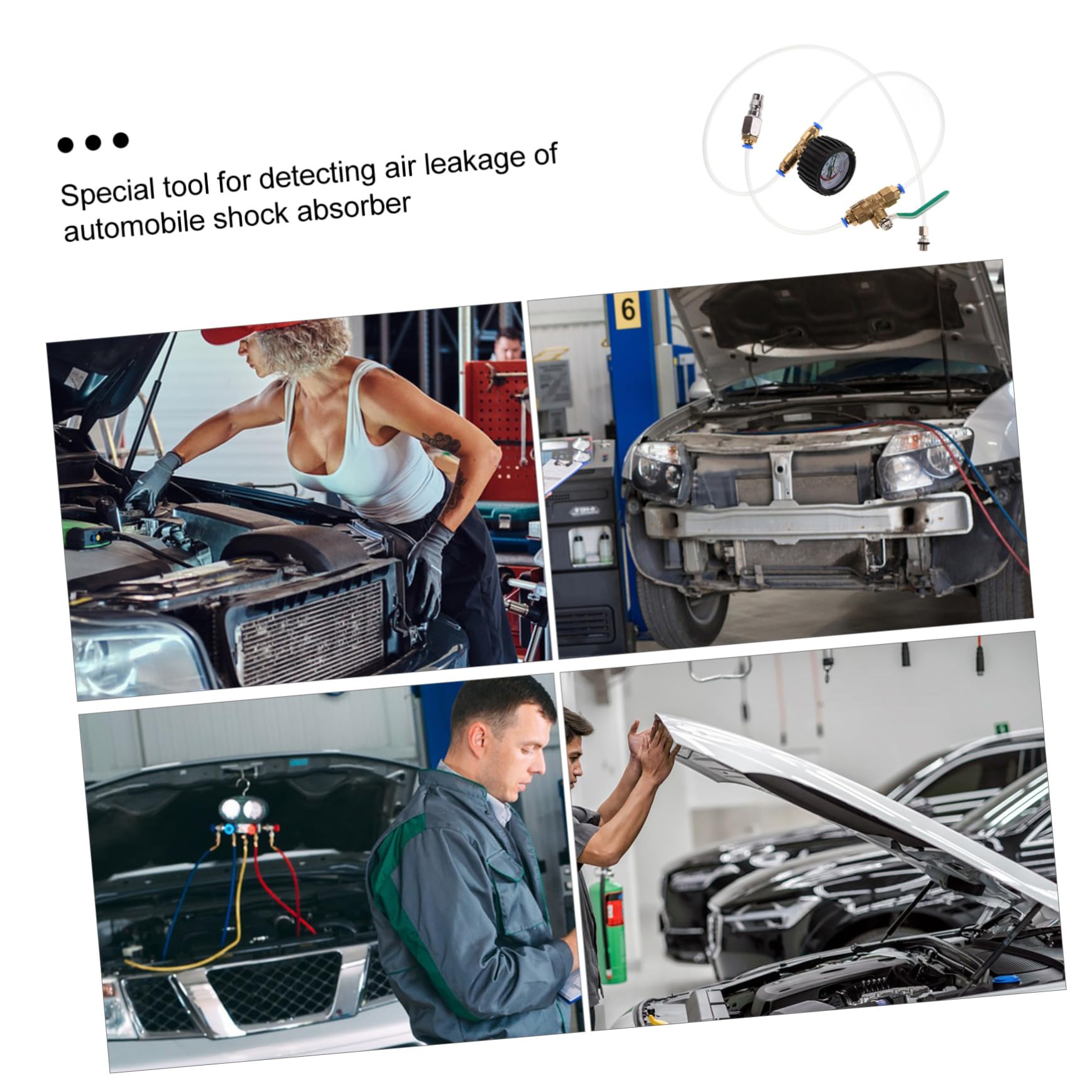 Luftschwingungsdämpfer Prüfgerät mit Leckprüfer Kunststoff und Kupfer Schnelles Messen für Autoreparatur und Stoßdämpfer Test im Fahrzeug