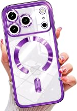 Misscase for iPhone 17 Pro Case with Privacy Screen Protector, Built-in Lens Protector, Compatible with MagSafe, Anti-Yellowing Shockproof TPU, Bling Glitter Electroplated Cover 6.3" Purple