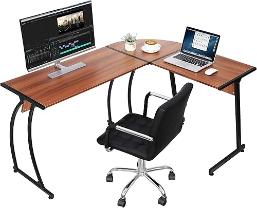 Miniatura 9 de ZENY Escritorio esquinero para computadora de juegos en forma de L de 58 pulgadas, mesa reversible para oficina en casa, estación de trabajo de PC,