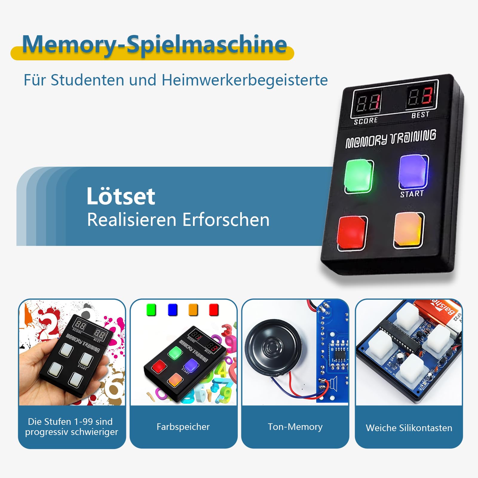 EIELE Memory Games Electronic Kits Soldering Practice Kits for Teenagers and Adults Suitable for School Students Learning Education and Teaching (Soldering Required) - Image 2