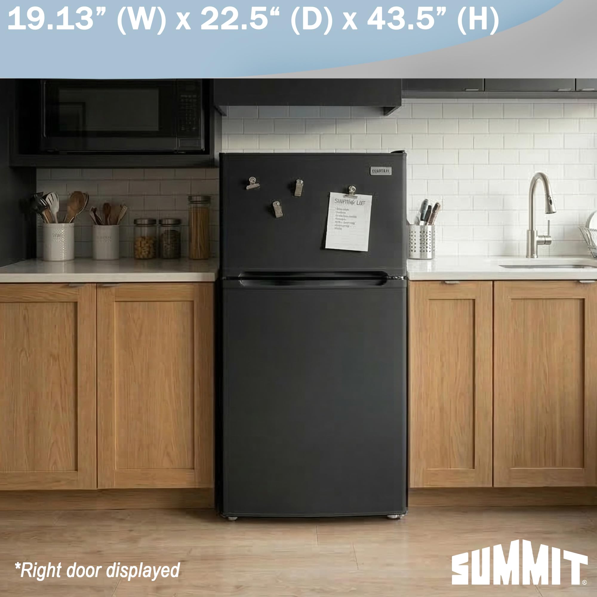 Summit 19” Refrigerator, 4.3 Cu.Ft. Capacity, Freezer, Undercounter, ADA Compliant, 43” Height, Black - Ff713blhd (Left Handed Door Swing) on Fridge.com - View 5