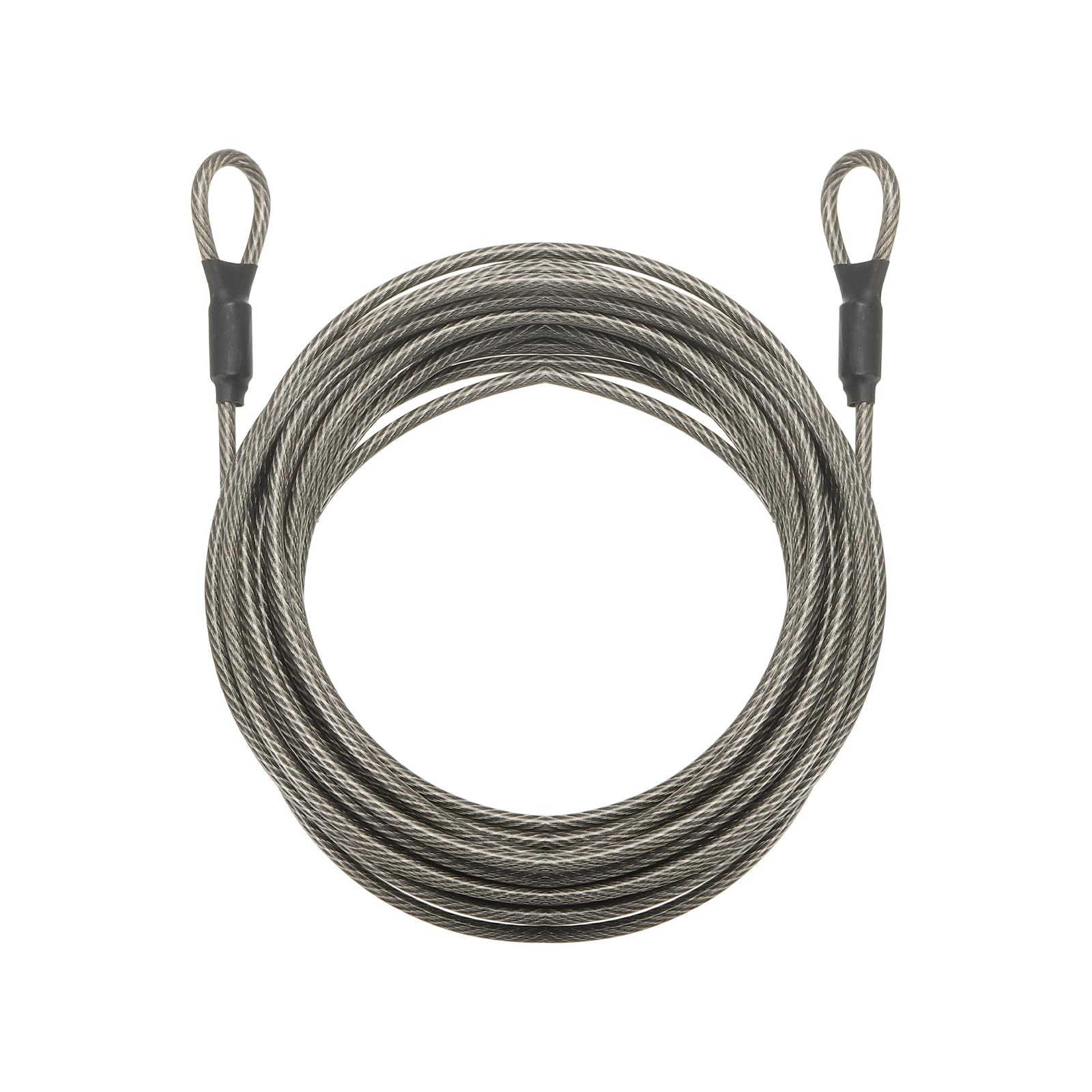 PATIKIL Câble antivol de sécurité (0,6 cm de diamètre, 9 m, gris) avec revêtement en vinyle et acier galvanisé flexible - Câble de sécurité pour bagages avec double boucles - Convient pour l'extérieur