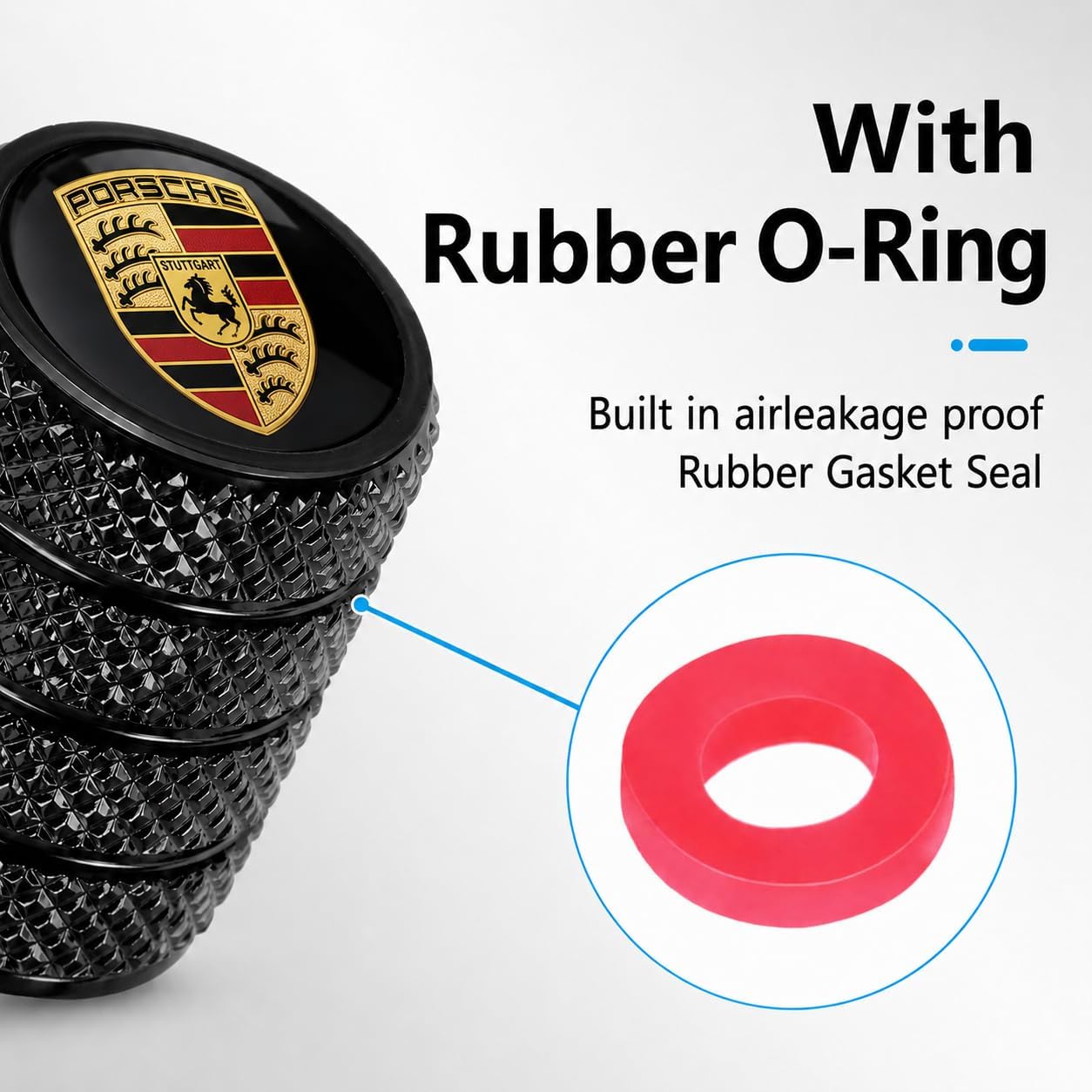 Car Tire Valve Stem Caps for Automobiles,Dust Caps Compatible with Porsche Panamera Cayenne Macan Boxster Taycan Cayman 718 911 Car Tires，Alloy Leak-Proof Valve Cover