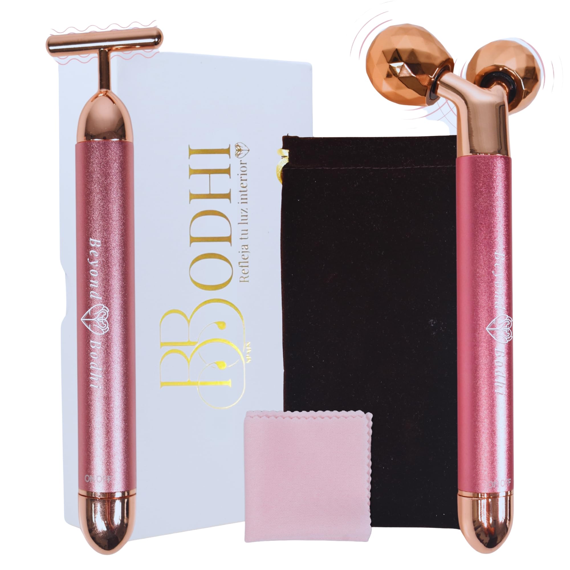 BeyondBodhi | Masajeador facial oro rosa | Masajeador facial reafirmante | Skincare | Masajeador contorno de ojos antiarrugas | Masajeadores faciales eléctrico | Tonificador facial de microcorrientes