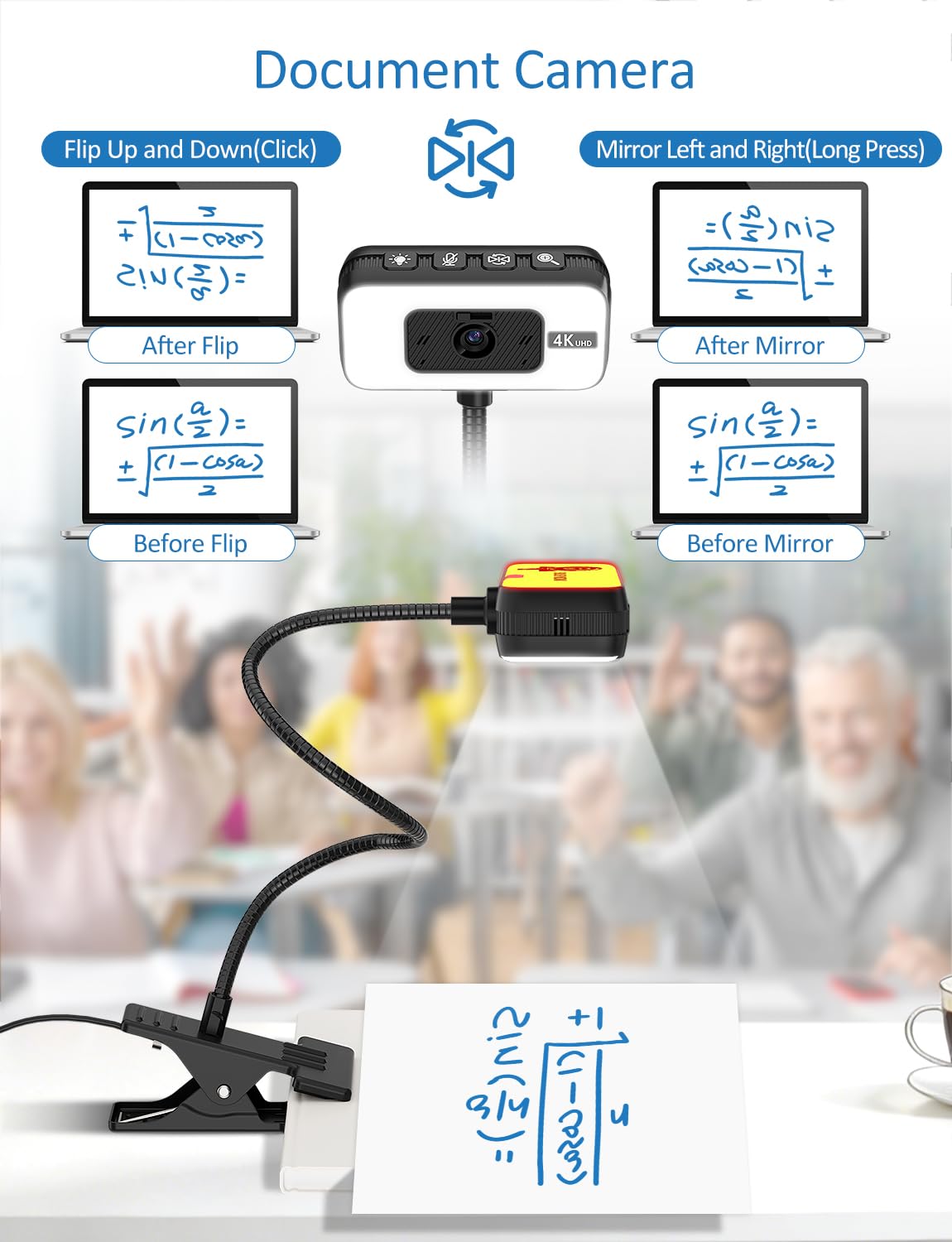 Webcam for PC, 4K Streaming Camera with Light, Web Camera for Desktop/Laptop Computer Webcam with Microphone, Plug and Play USB Web Cam with Bracket, for Live Streaming, Video Calls, and Meetings — view 5