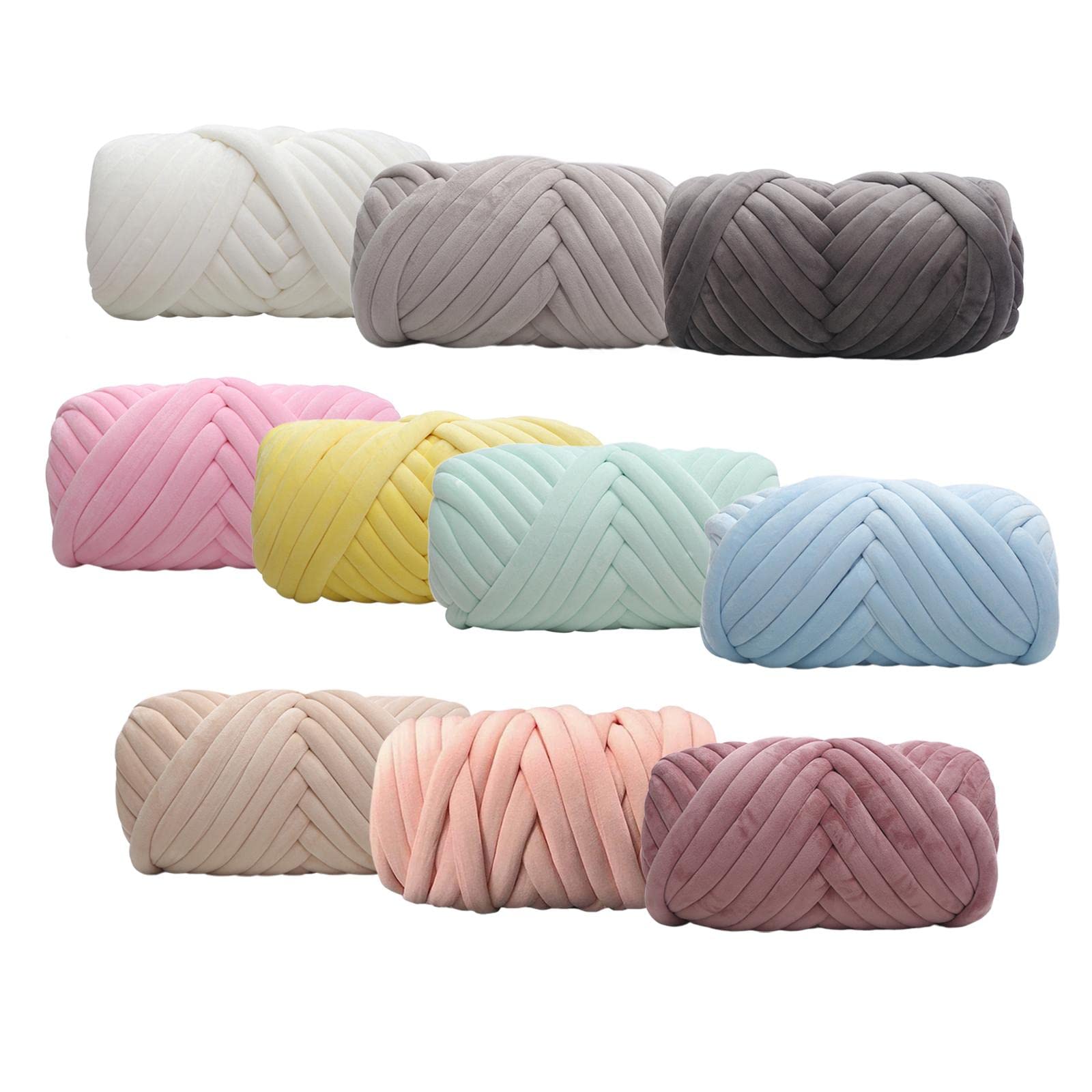 Chunky Chenille Yarn, 1 kg wielokolorowej grubej włóczki do robienia na drutach dywanów, gobelinów, poduszek i szalików(White)