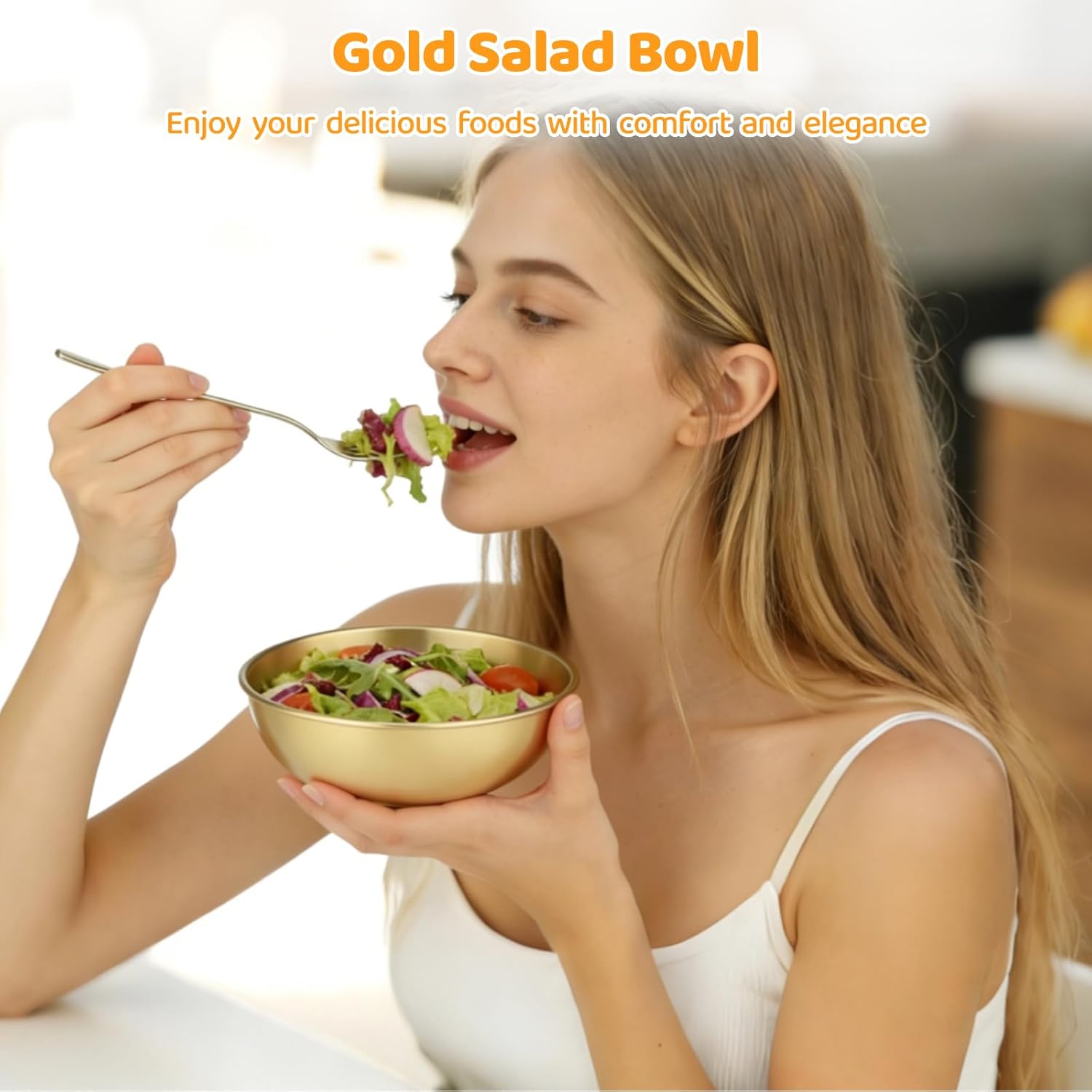 10 Pcs Gold Stainless Steel Bowls, 13.5 Oz Mixing Bowls, Metal Serving Bowls For Cereal Rice