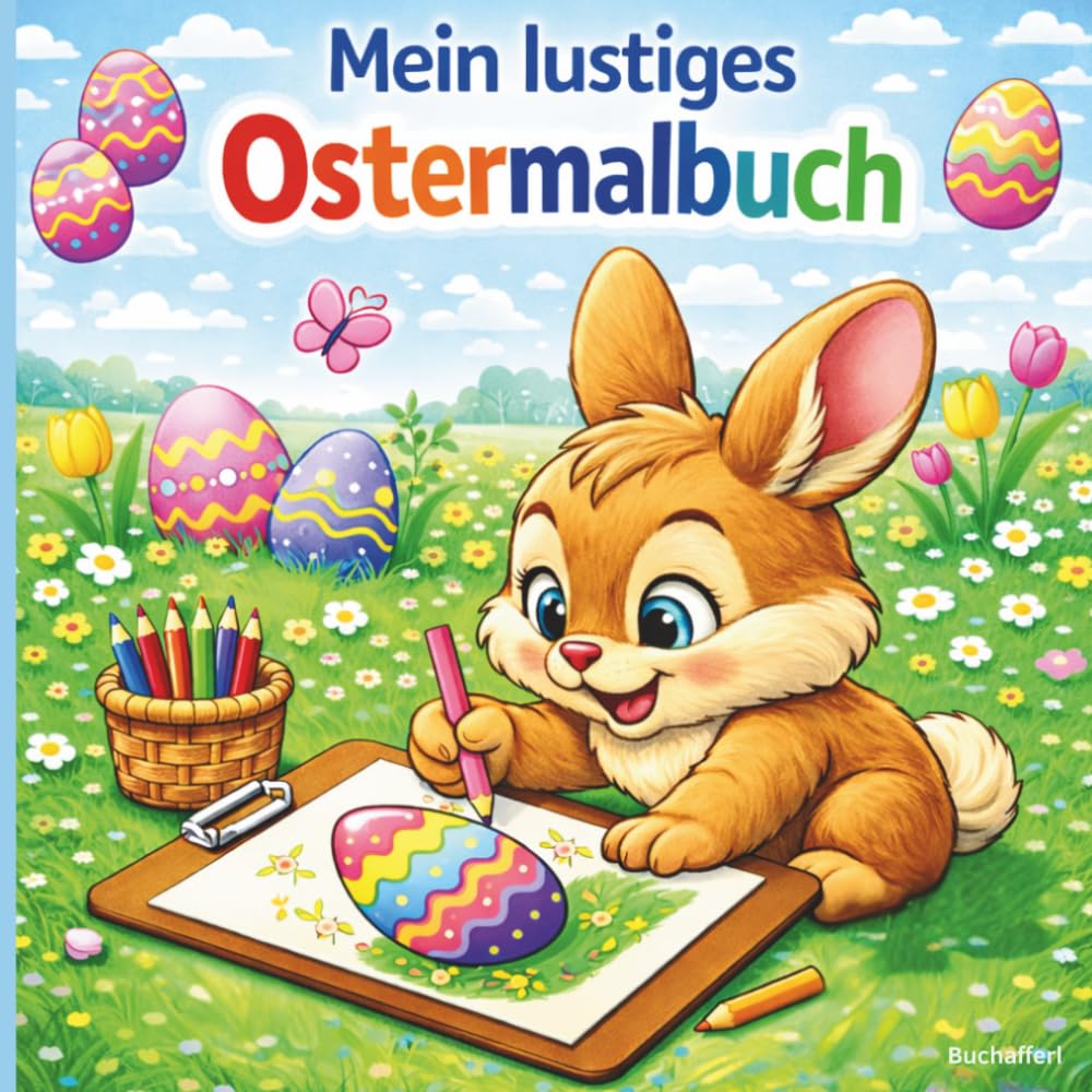 Mein lustiges Ostermalbuch: Ostermalbuch für Kinder von 3–6 Jahren – Große und einfache Ausmalbilder mit Osterhase, Küken, Ostereiern und Frühlingsmotiven