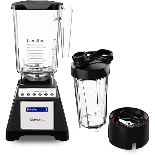 Blendtec Total Classic Original Blender - WildSide+ Jar (90 oz) and Blendtec GO™ Travel Bottle (34 oz) BUNDLE - Professional-Grade Power - 6 Pre-programmed Cycles - 10-speeds - Black