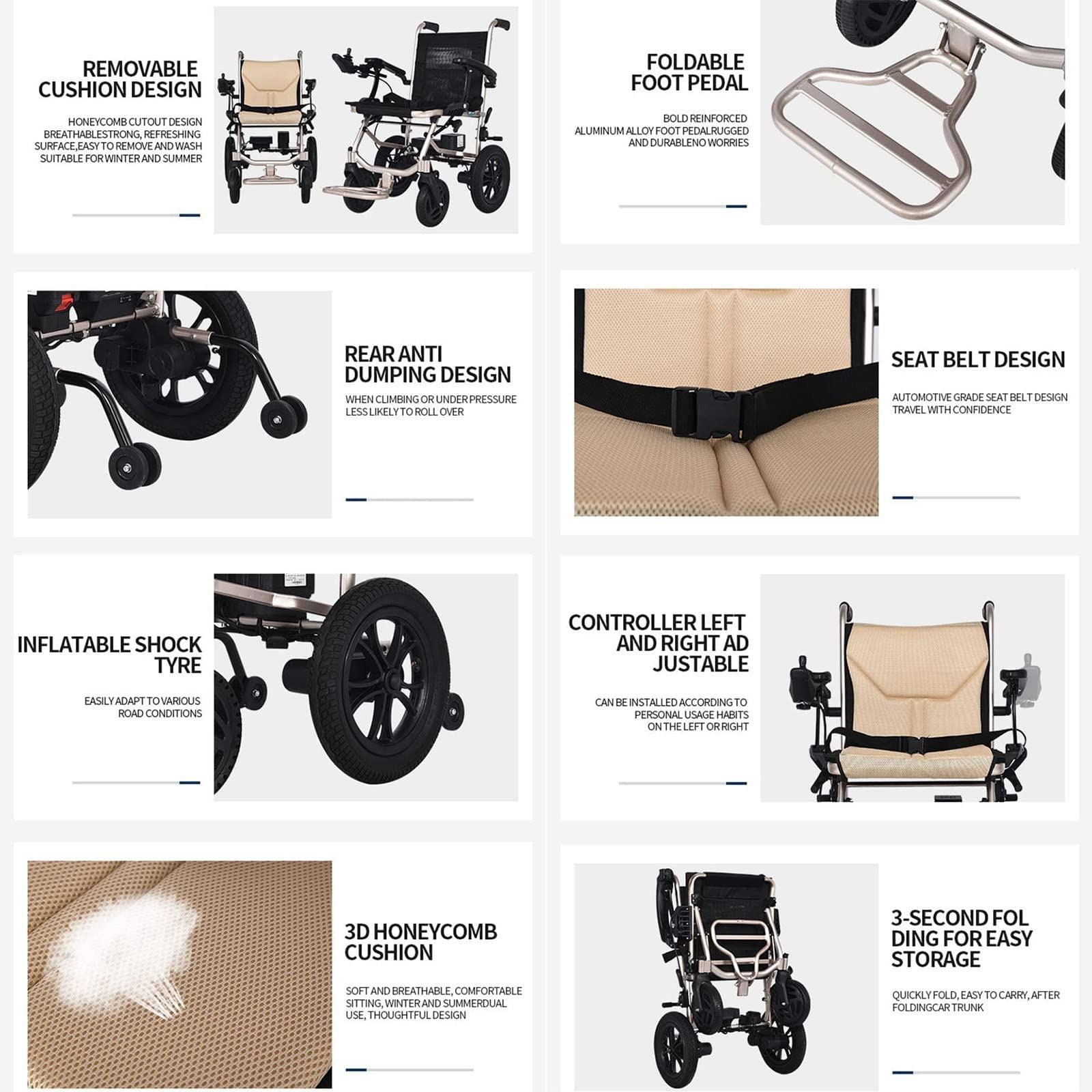 Silla Ruedas EléCtrica Para Adultos: BateríAs Duales + Controles Duales, Silla De Ruedas Para Discapacitados Plegable Y Liviana De 14 Kg, Rango De Resistencia: 20 Km, Carga: 100 Kg