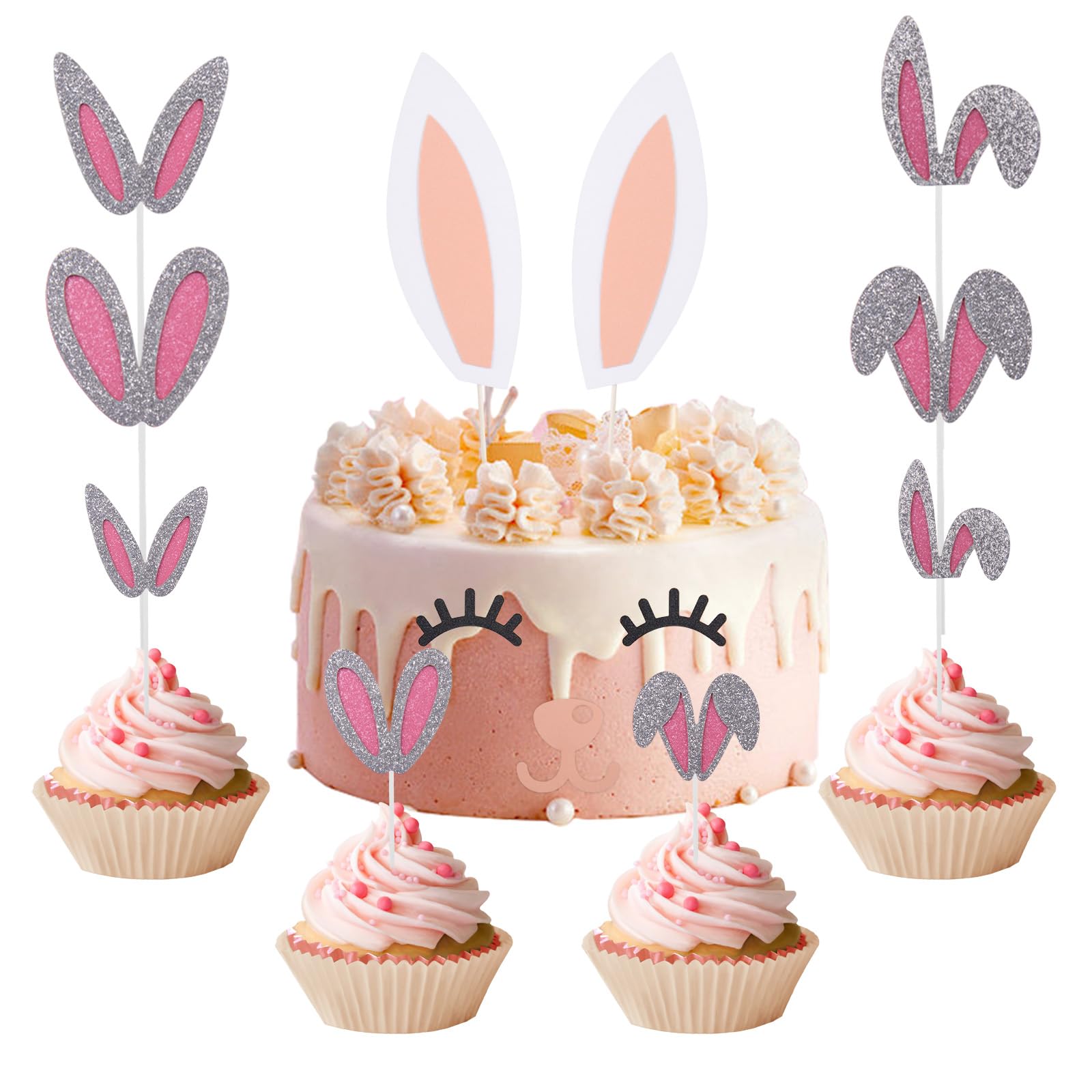 28 Topper Per Cupcake Pasqua Con Adesivi – Decorazioni Torta Con Coniglietti, Uova E Pulcini Per Feste A Tema