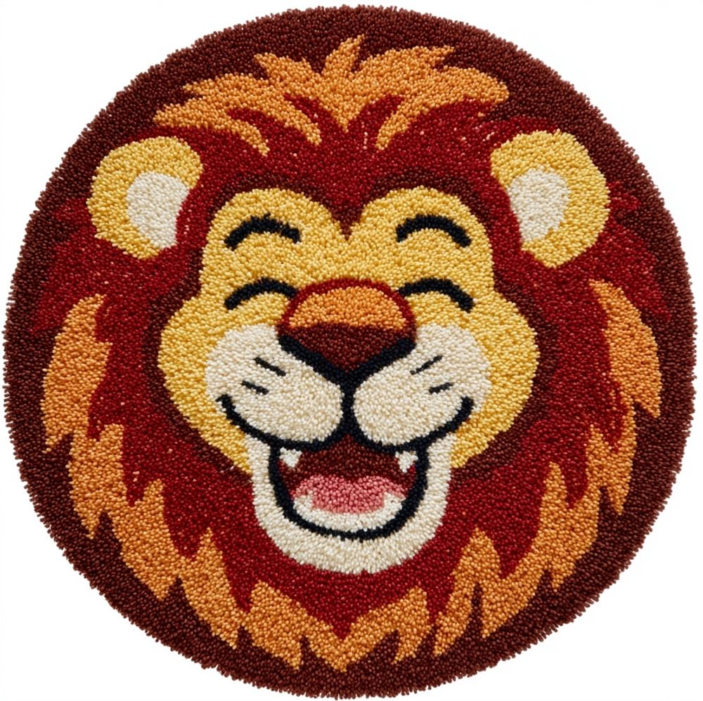kitphoenix DIY Latch Hook Rug Kit Wild Lion Head Brown