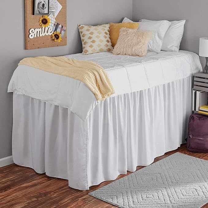 Dorm Bed Skirt Twin XL,College Dorm Room Bed Skirt,Extended