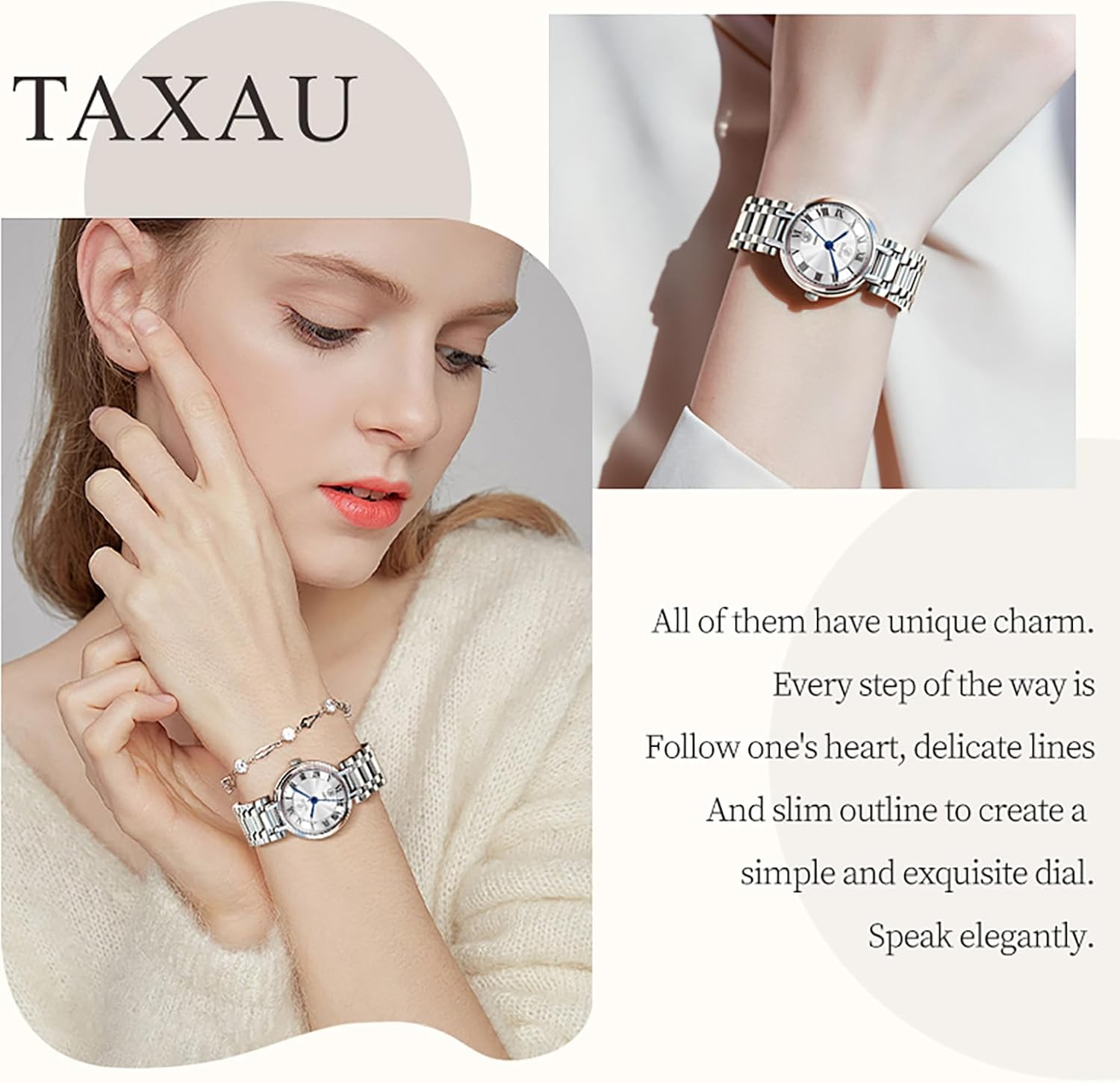 Womens Watches Dress Waterproof Luxury Stainless Steel Analog Quartz Watches Small Wrist Watch Two Tone Fashion Elegant Lady Watch with Day Date - Image 6