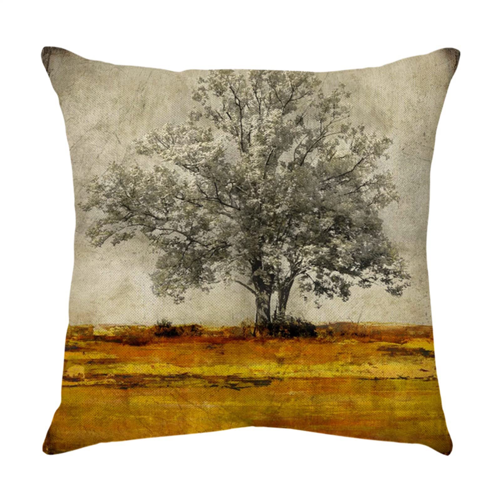 4 Piezas Funda de Almohada Arbol Gris Fundas de Cojín Terciopelo Sencillo y Decorativo para Sofá Camas Dormitorio Coche Lino Cojines Throw Pillow Covers 80x80cm/32x32 Inch