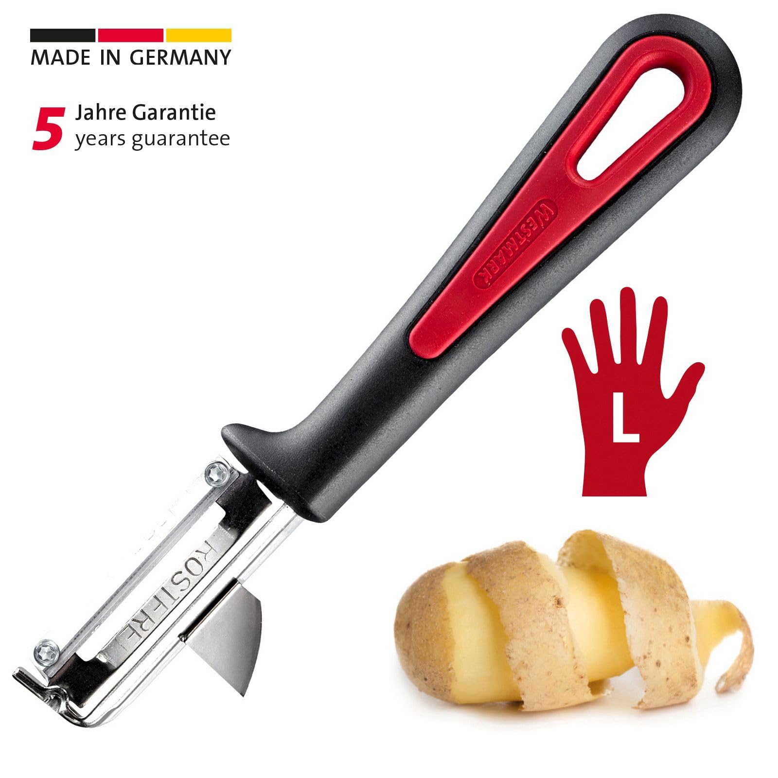 Westmark Éplucheur Légumes Et Asperges Lame Céramique - Avec Emporte-Pièce - Design Ergonomique - Fabriqué En Allemagne