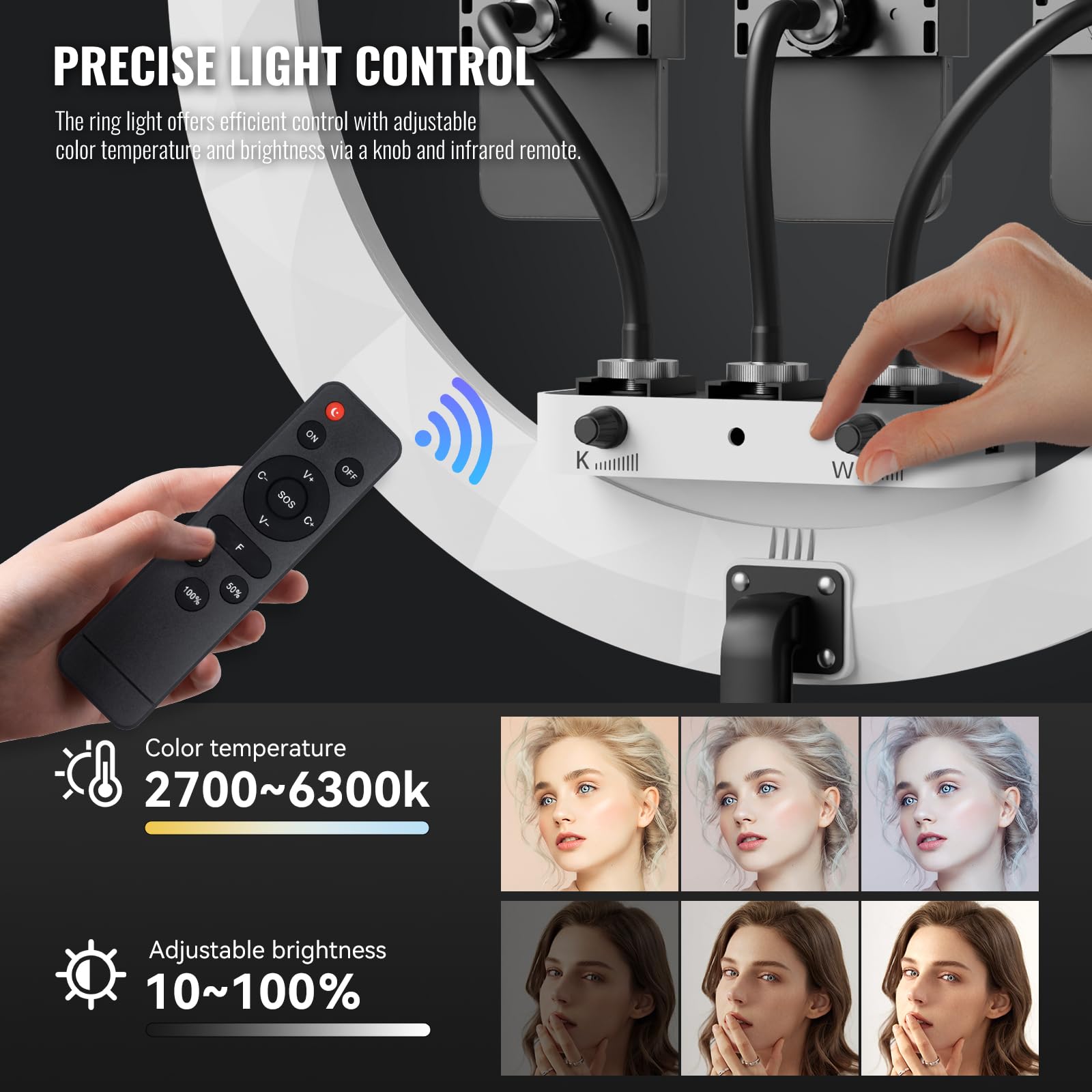 18 Inch Ring Light Adjustable 2700-6500K Color Temperature LED Ring Light with Stand and Carrying Bag for Selfie, Makeup, TikTok, YouTube, Live Broadcast, Vlog