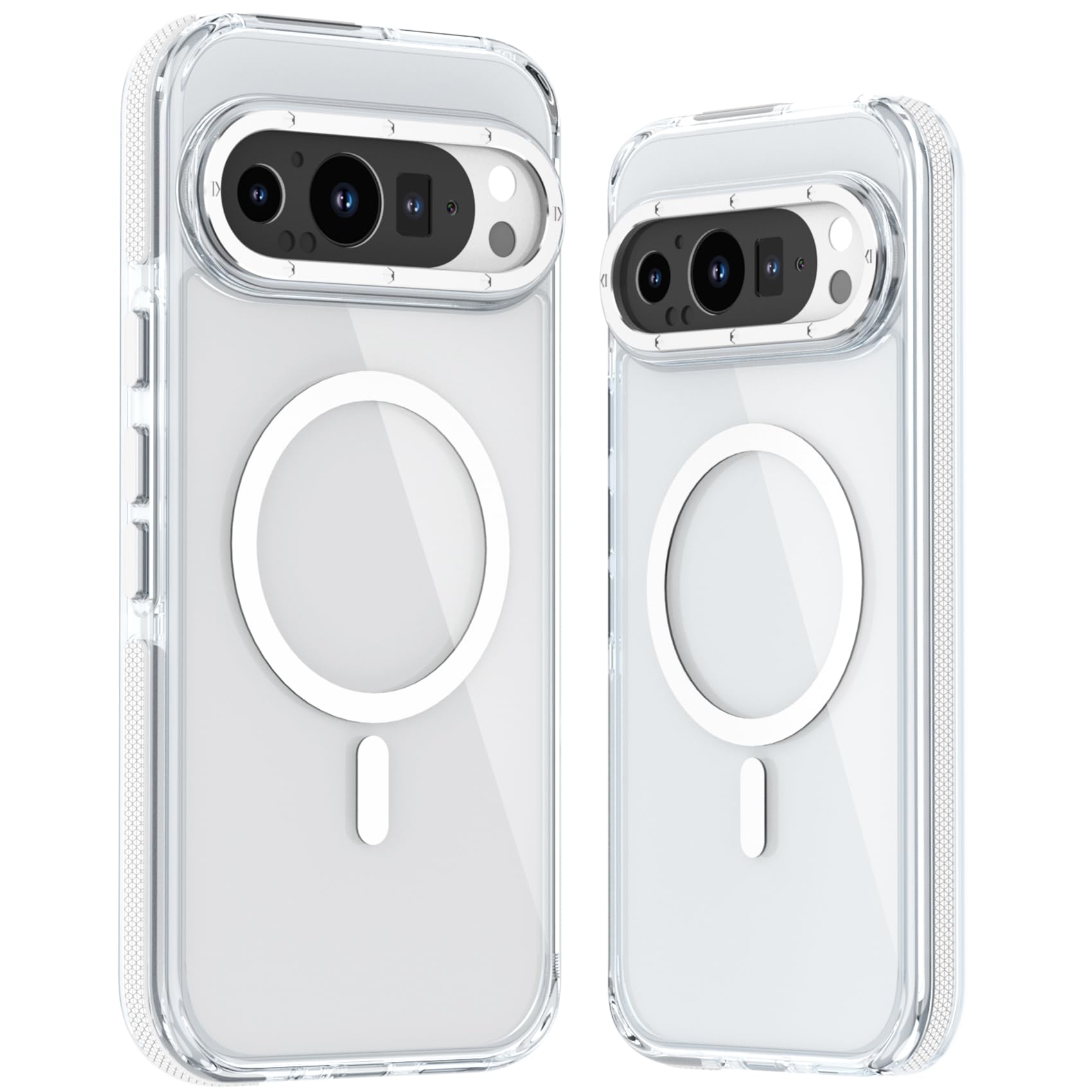 Fofvccv Magnetic Case for Google Pixel 9 / Pixel 9 Pro, Clear Slim Shockproof Military-Grade Protective Cover with Strong Magnets Anti-Yellowing